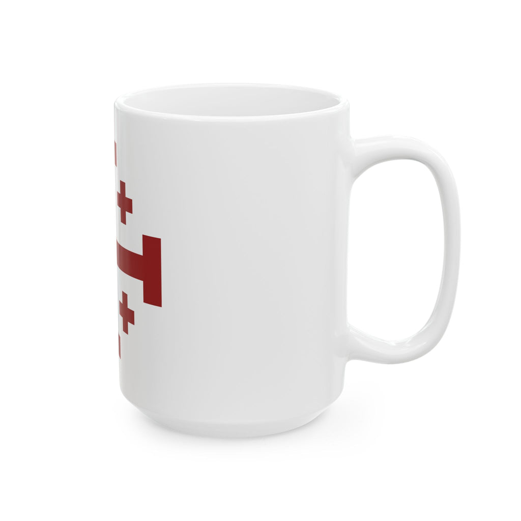 Crusader Cross of Jerusalem Symbol Red Design White Ceramic Mug