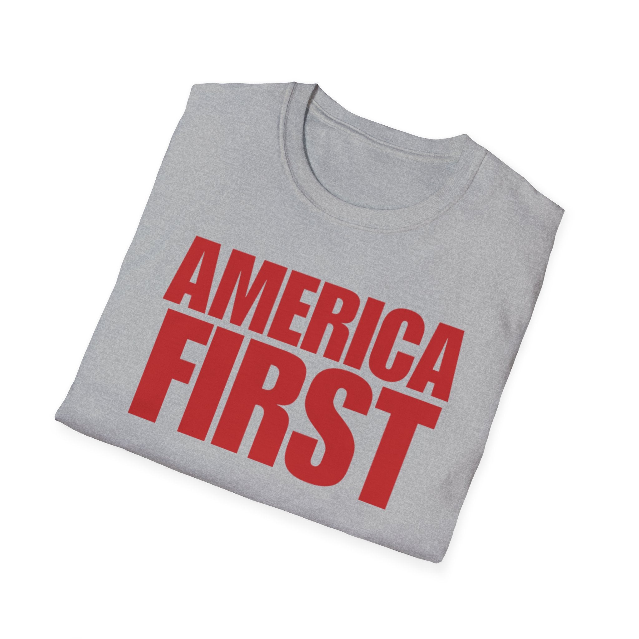 America First Red Design Softstyle Cotton Shirt T-Shirt