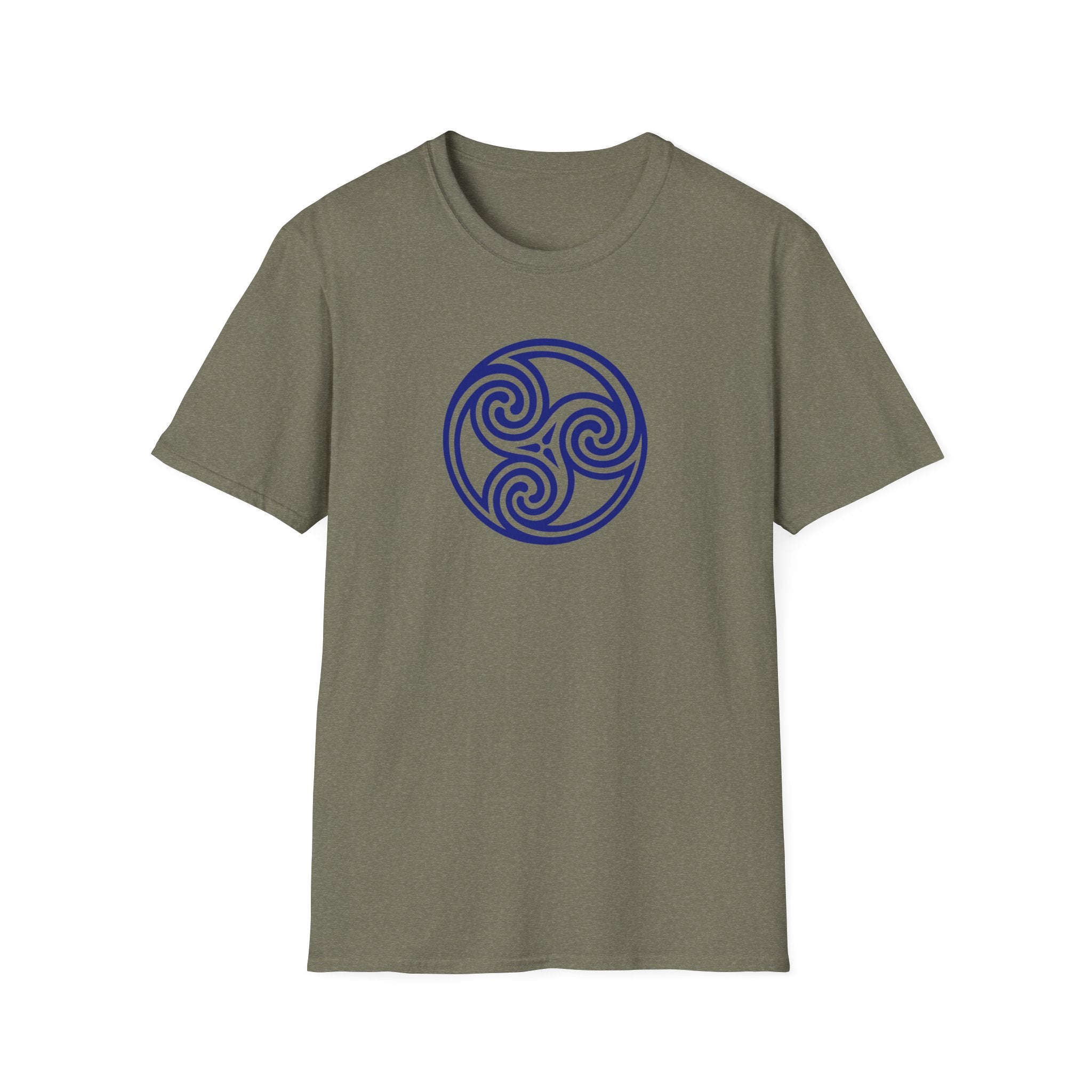 Celtic Spiral Triskele Trinity Symbol Blue Softstyle T-Shirt
