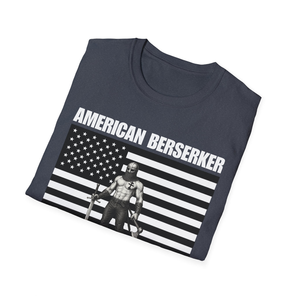 Bold American Berserker Black and White Softstyle T-Shirt