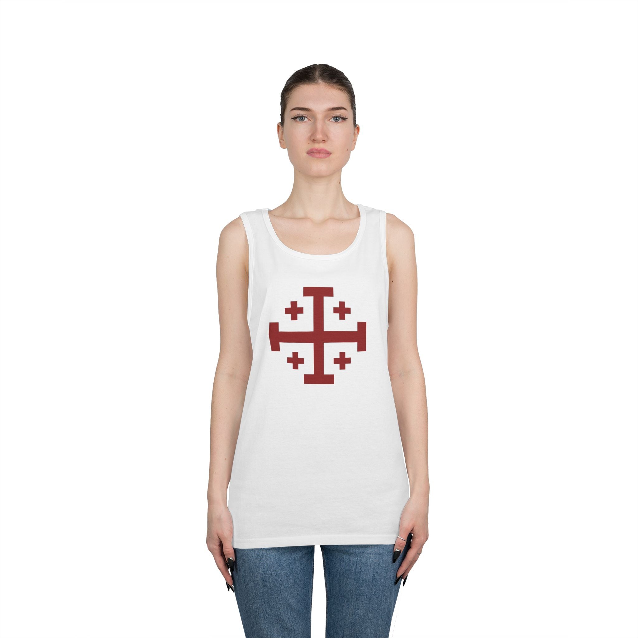 Cross of Jerusalem Red Unisex Heavy Cotton Tank Top