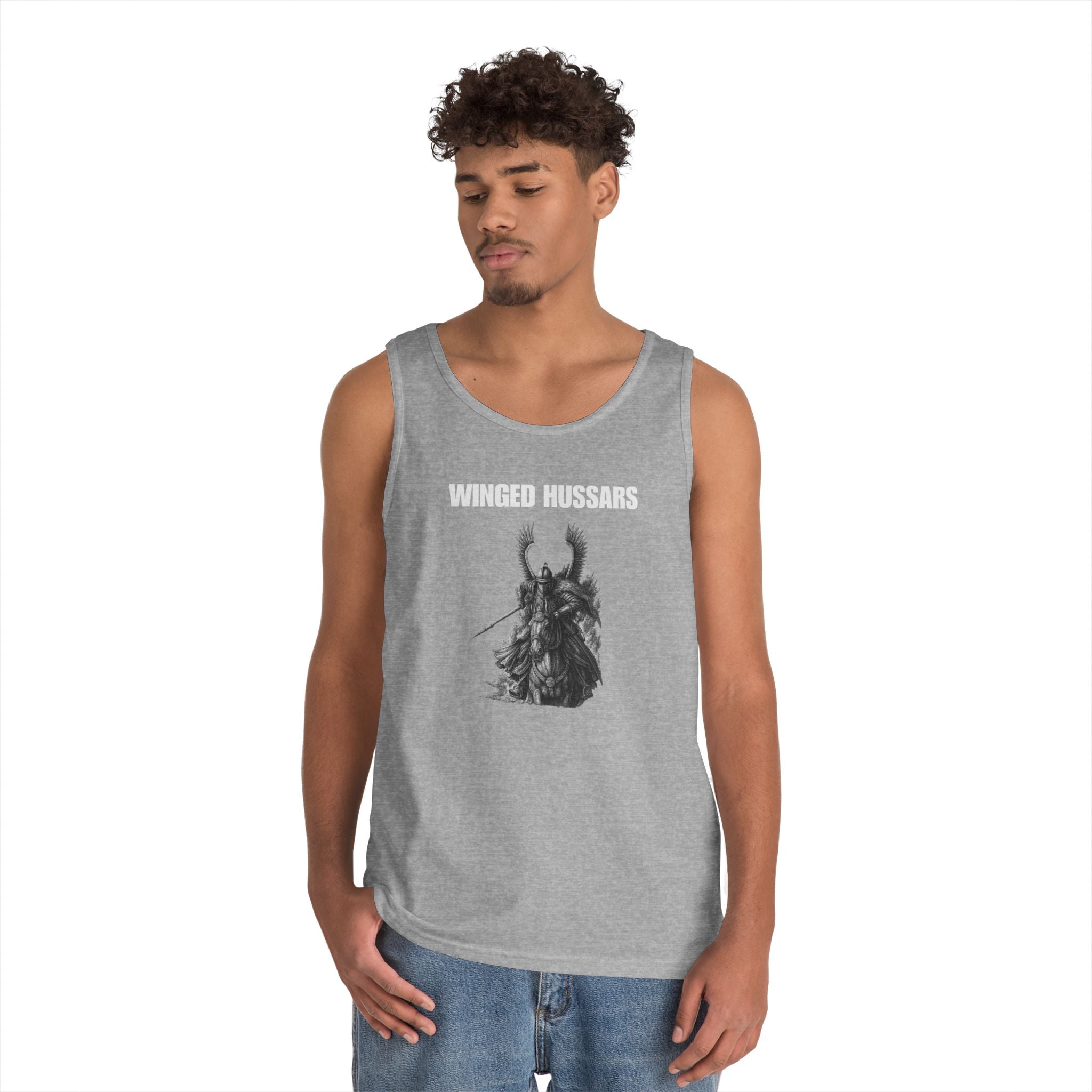 Winged Hussar White Design Heavy Cotton Tank Top