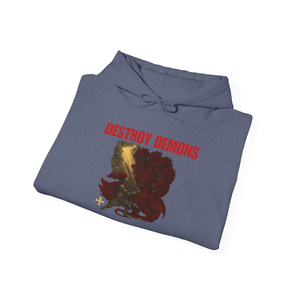 Destroy Demons, Crusader vs Great Red Dragon Graphic Pull Over Hoodie Sweatshirt