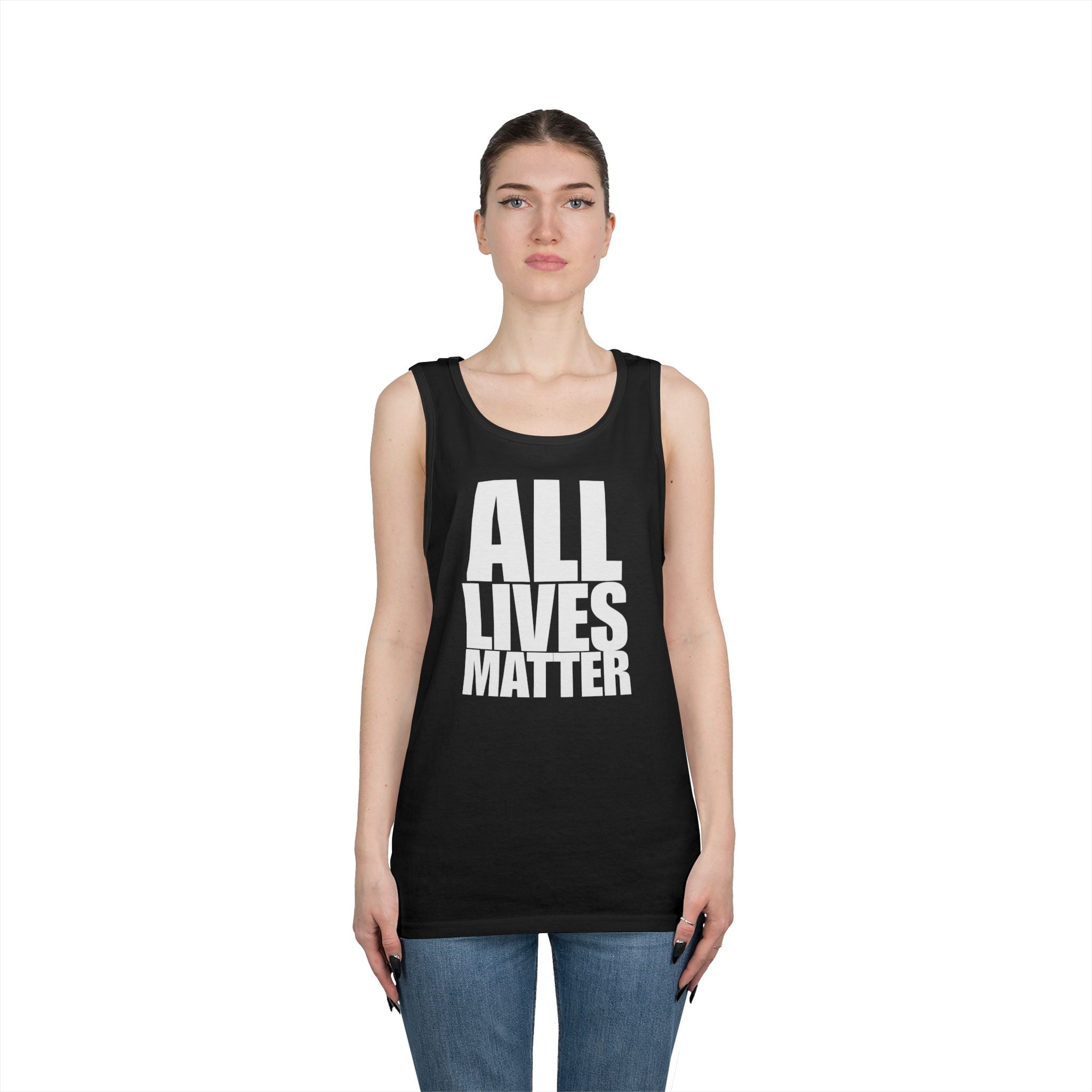 All Lives Matter White Text Heavy Cotton Tank Top
