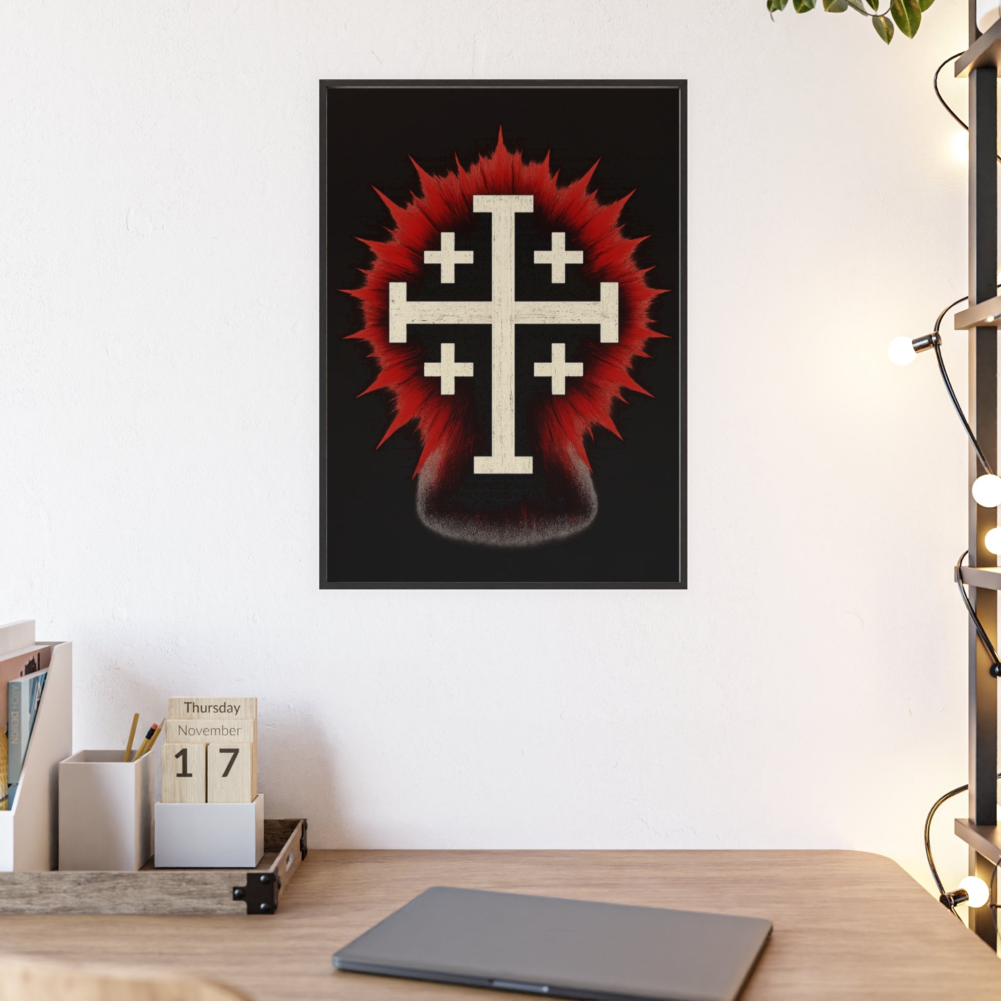 Crucifix Wooden Frame Poster Decor