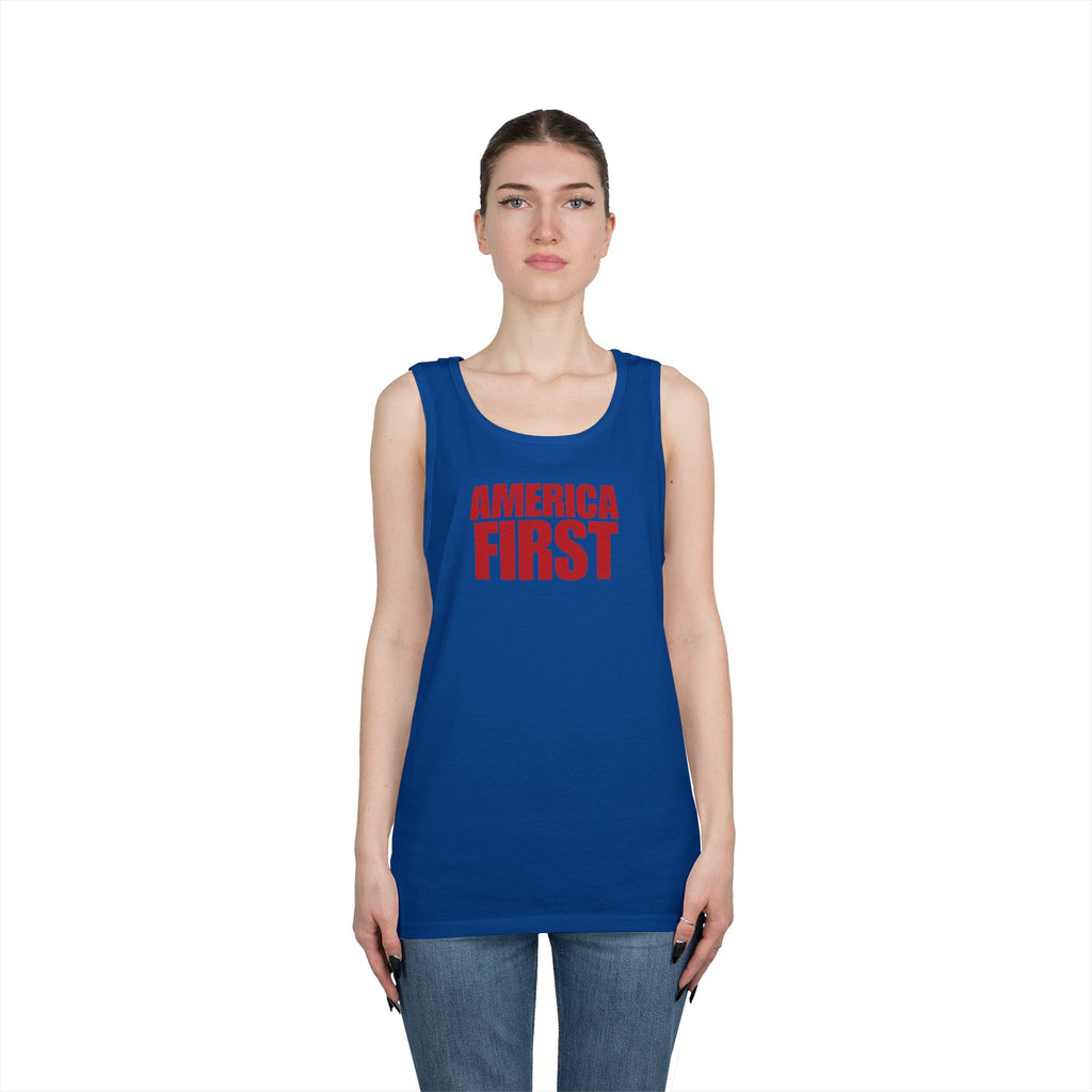 America First Red Heavy Cotton Tank Top