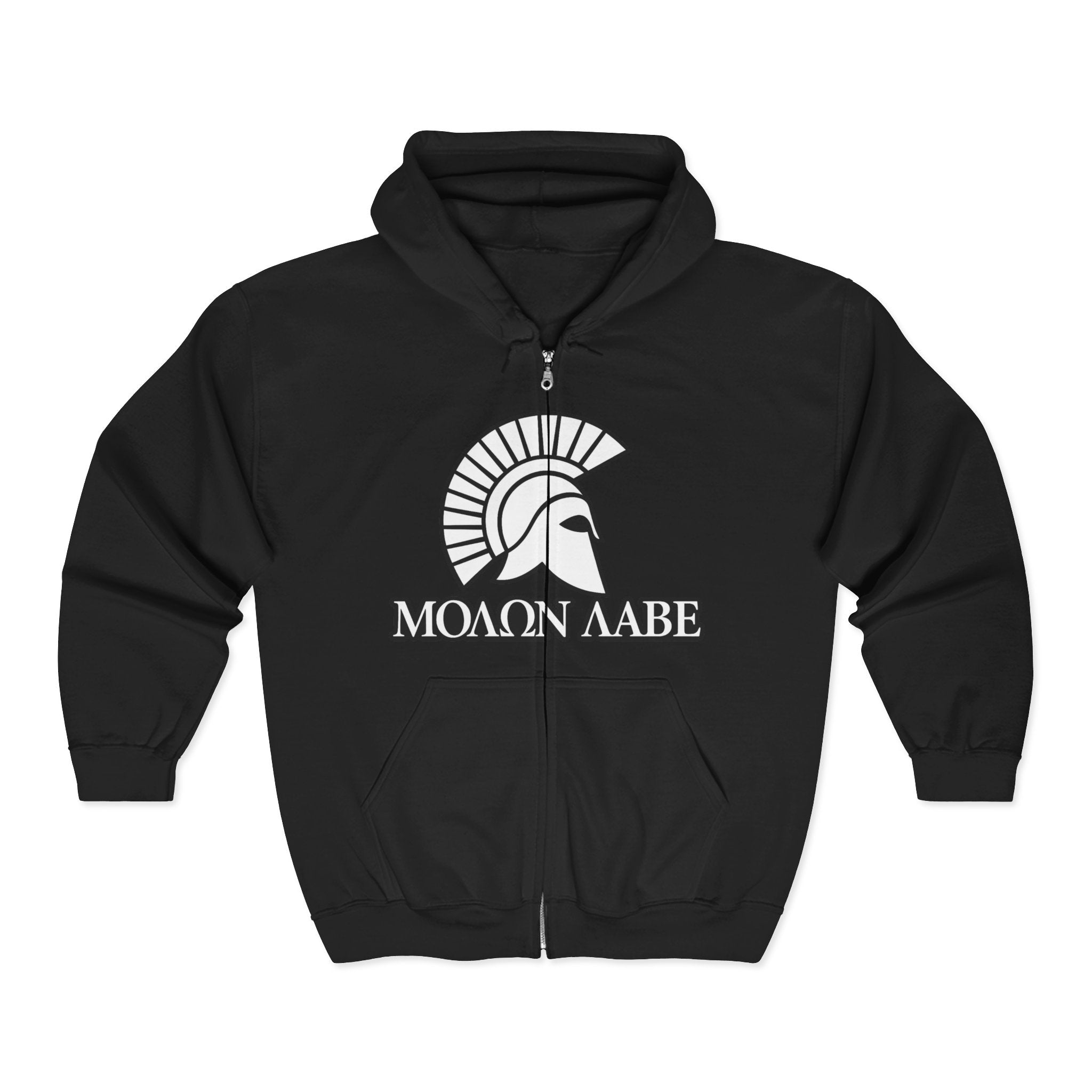 Molon Labe "Come and Take It!" in Greek White Design Zip Up Hoodie Sweatshirt