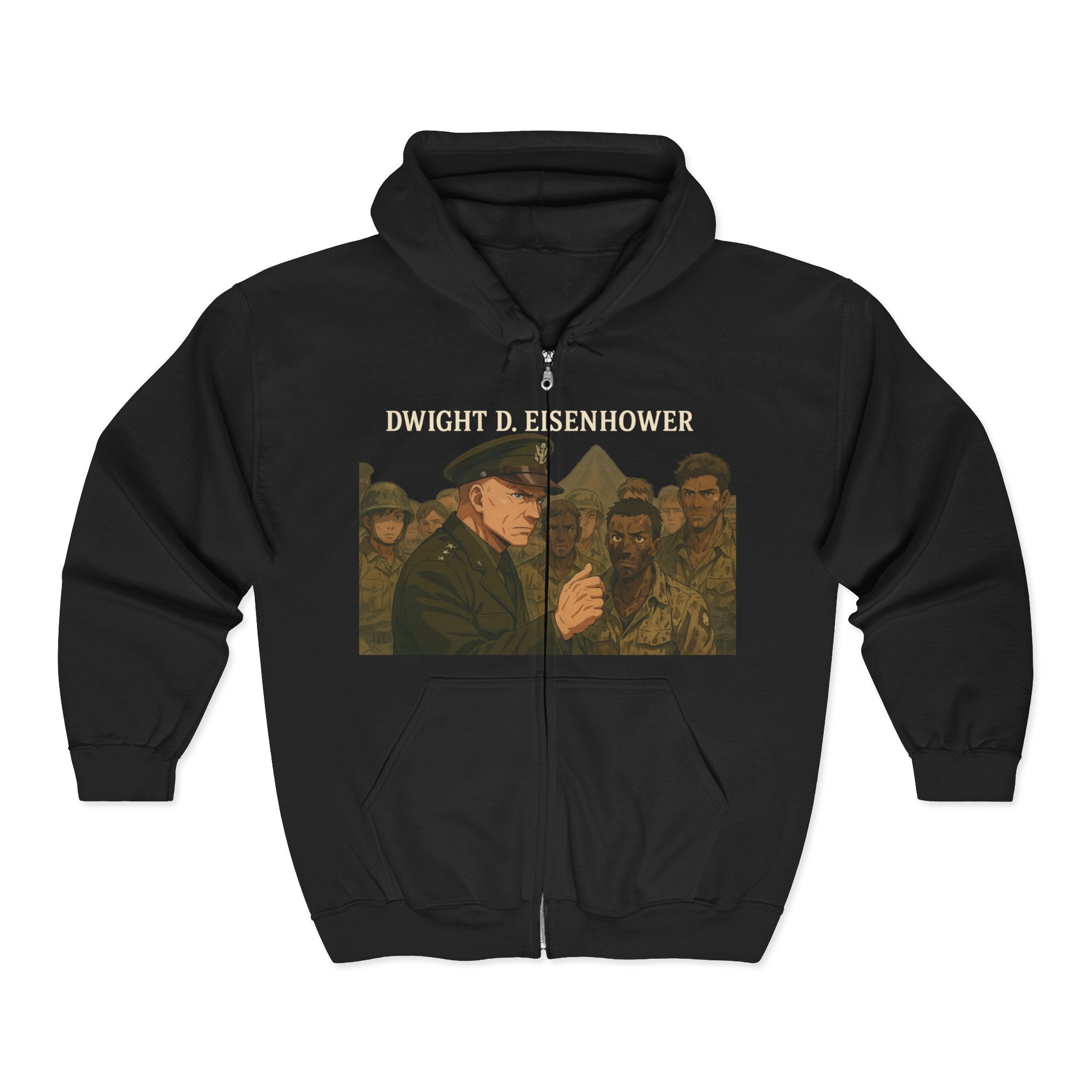 Dwight D. Eisenhower Full Zip Hoodie, Dwight D. Eisenhower Vintage Military Sweatshirt