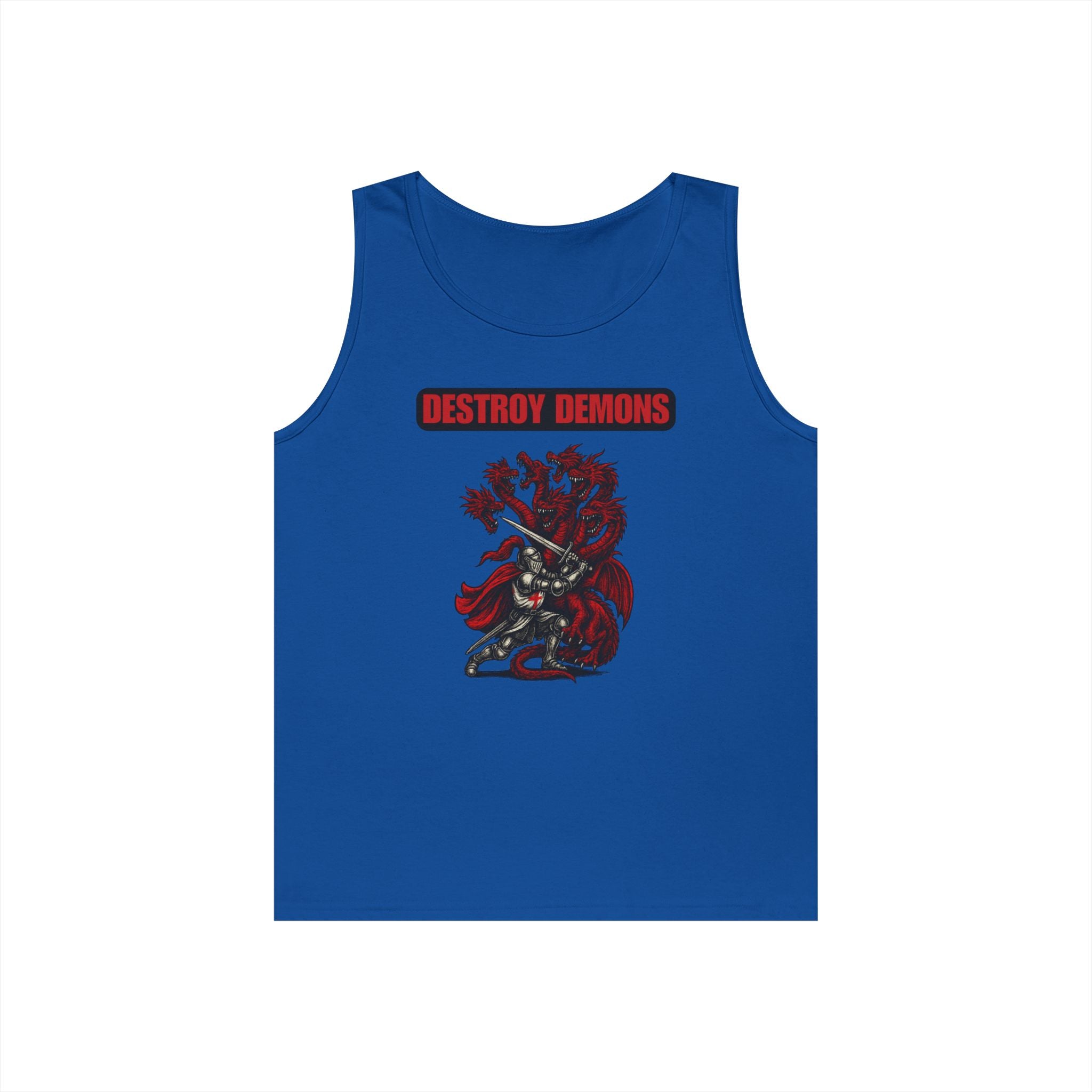 Destroy Demons Crusader Knight vs Dragon Heavy Cotton Tank Top