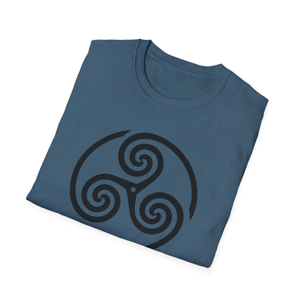 Celtic Spiral Triskele Symbol Alt Black Design Softstyle T-Shirt
