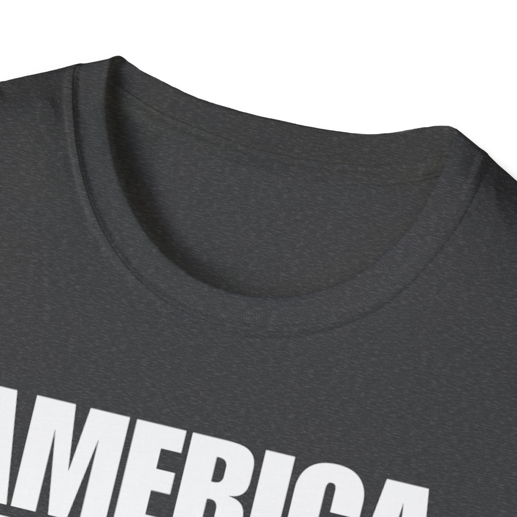 America First Black and White American Flag Softstyle Cotton Shirt T-Shirt