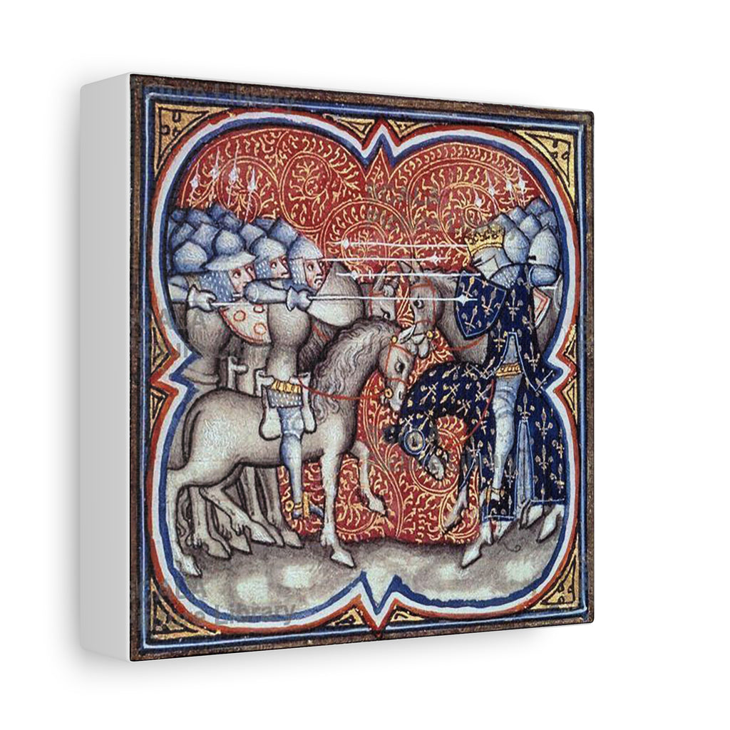 Medieval Art Stretched Canvas Print Charles Martel fighting the Saracens at Tours Poitiers in 732, Great Chronicles of France