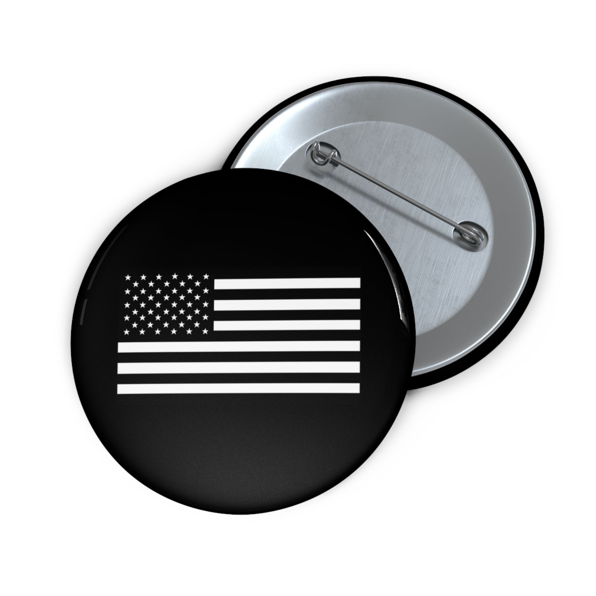 Custom Black and White American Flag Pin Buttons