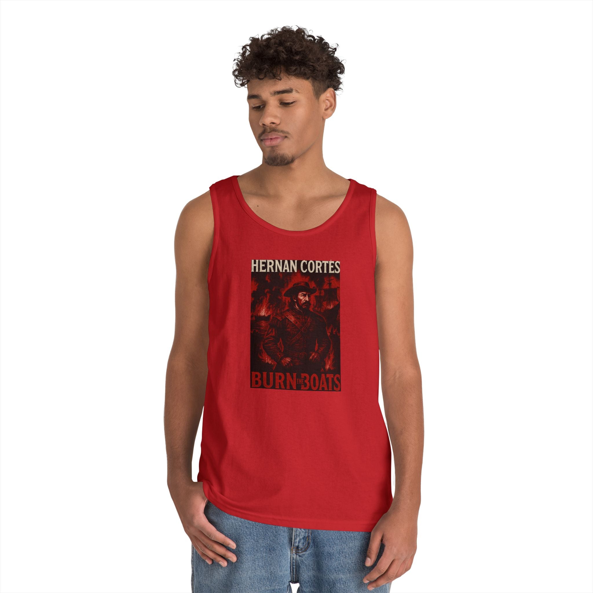 Hernan Cortes Burn The Boats Heavy Cotton Tank Top