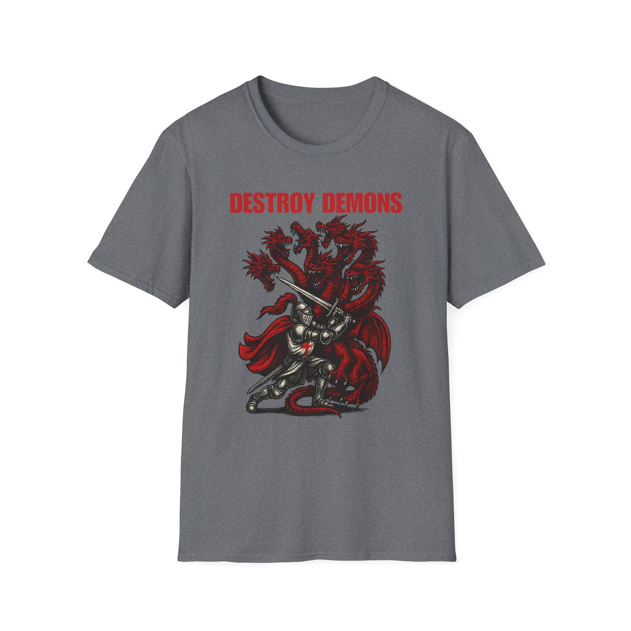 Destroy Demons Crusader Knight vs Dragon  Softstyle T-Shirt