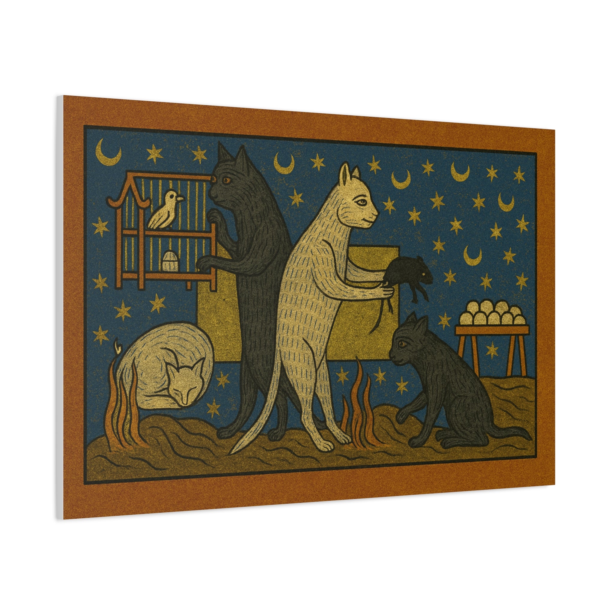 Whimsical Medieval Cats Art Print, Home Decor, Wall Art, Gift for Cat Lovers, Unique Canvas Decor