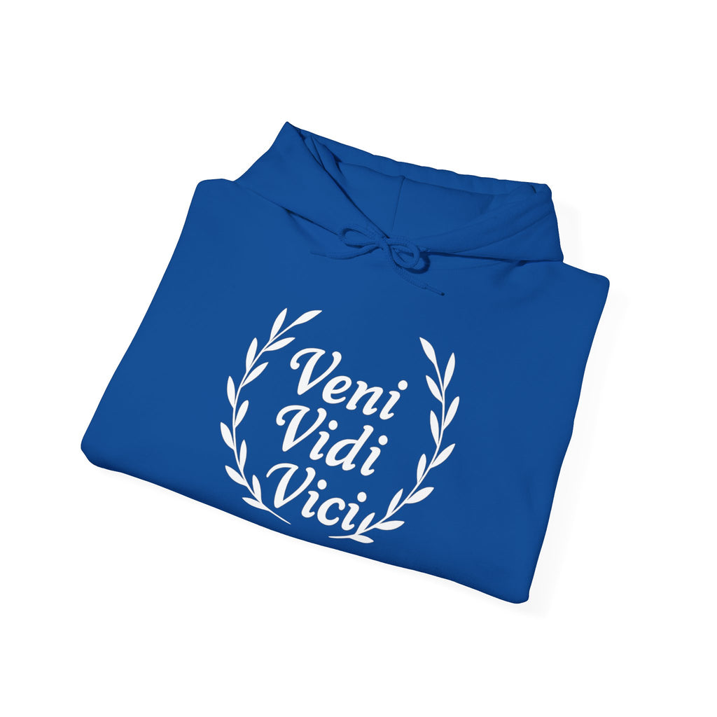 Veni Vidi Vici "I Came, I saw, I Conquered" White Graphic Pull Over Hoodie Sweatshirt