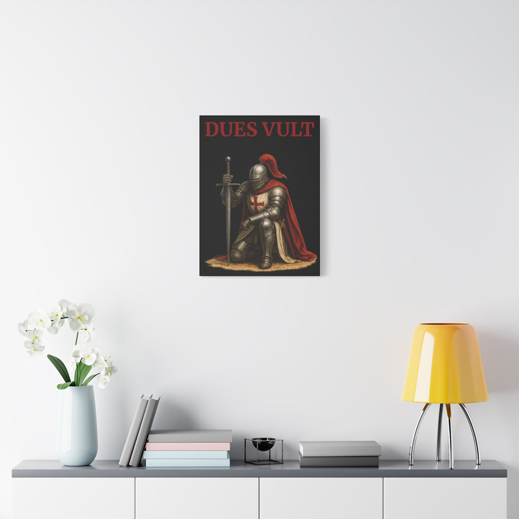 Crusader Knight Dues Vult Matte Canvas Wall Art, Dues Vult Decor, Medieval Artwork