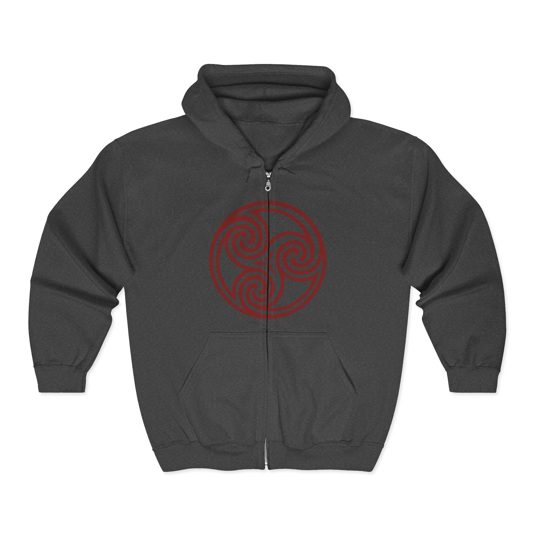 Celtic Spiral Triskele Trinity Symbol Alt Red Design Full Zip Up Hoodie Sweatshirt