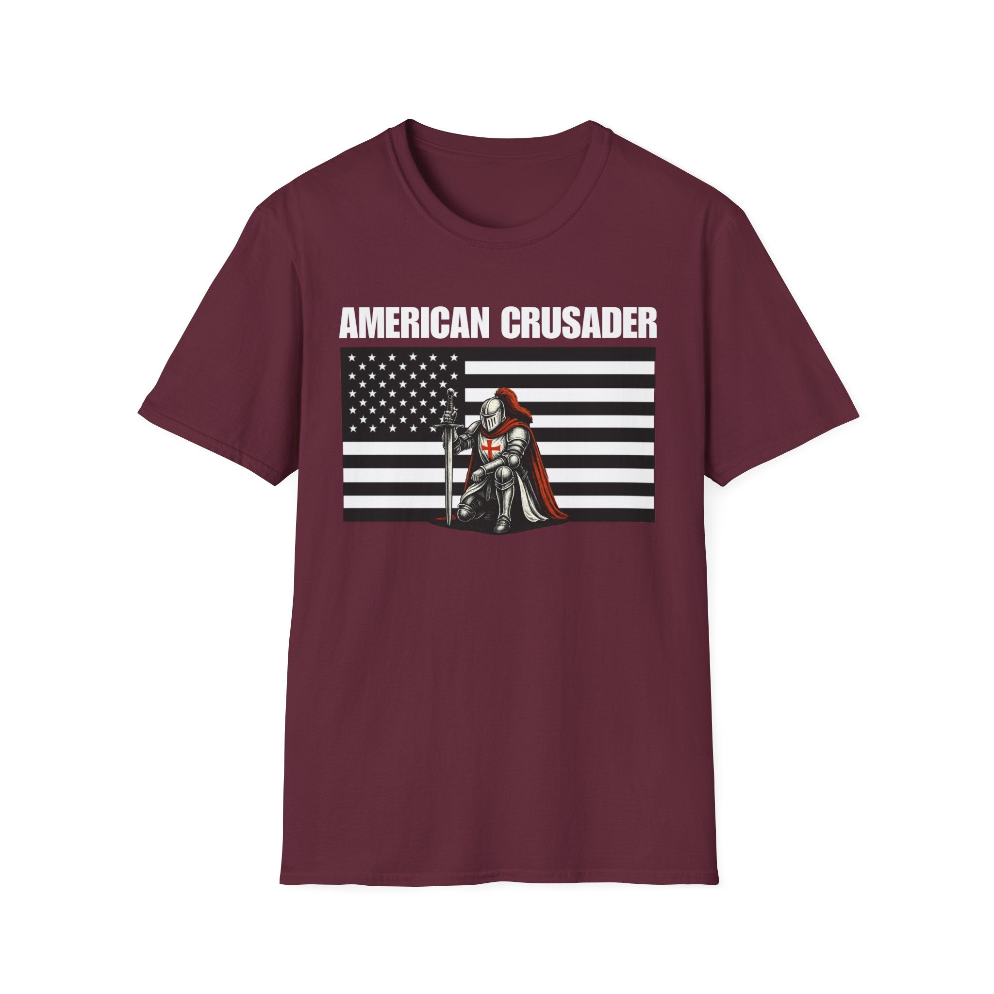 American Crusader Black and White Alt Design Softstyle Cotton Shirt T-Shirt