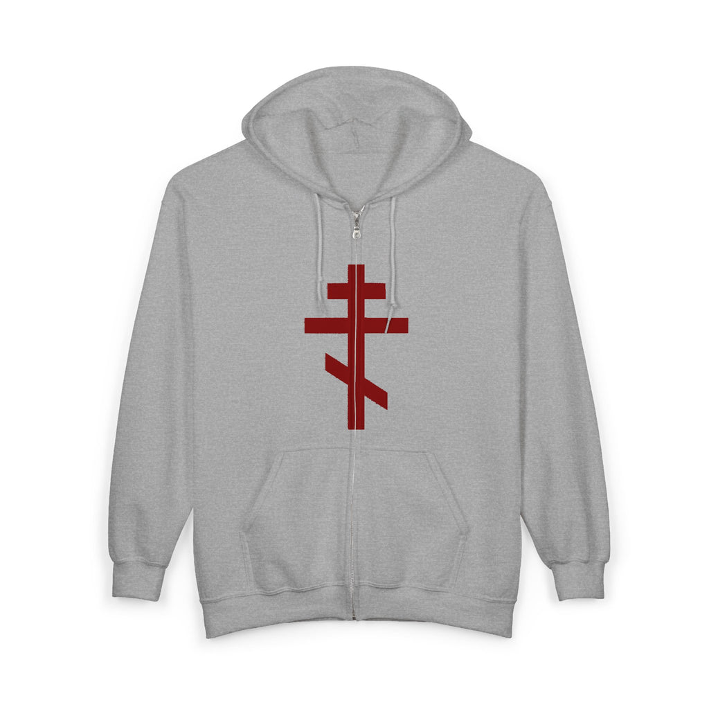 Crucifix Red Design Full Zip Up Hoodie Sweatshirt