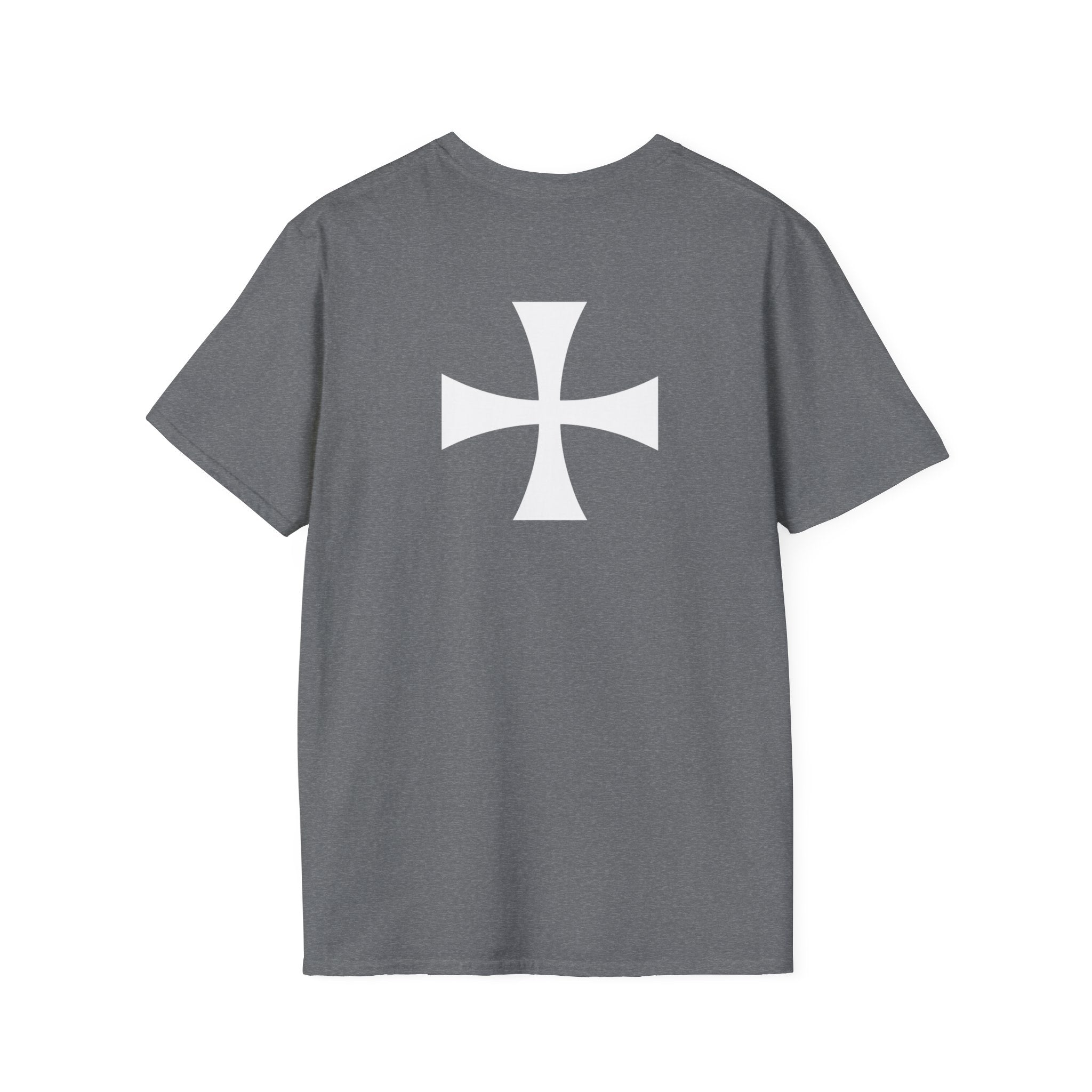 Teutonic Knights Front and Back White Teutonic Cross Graphic Softstyle Cotton Shirt T-Shirt