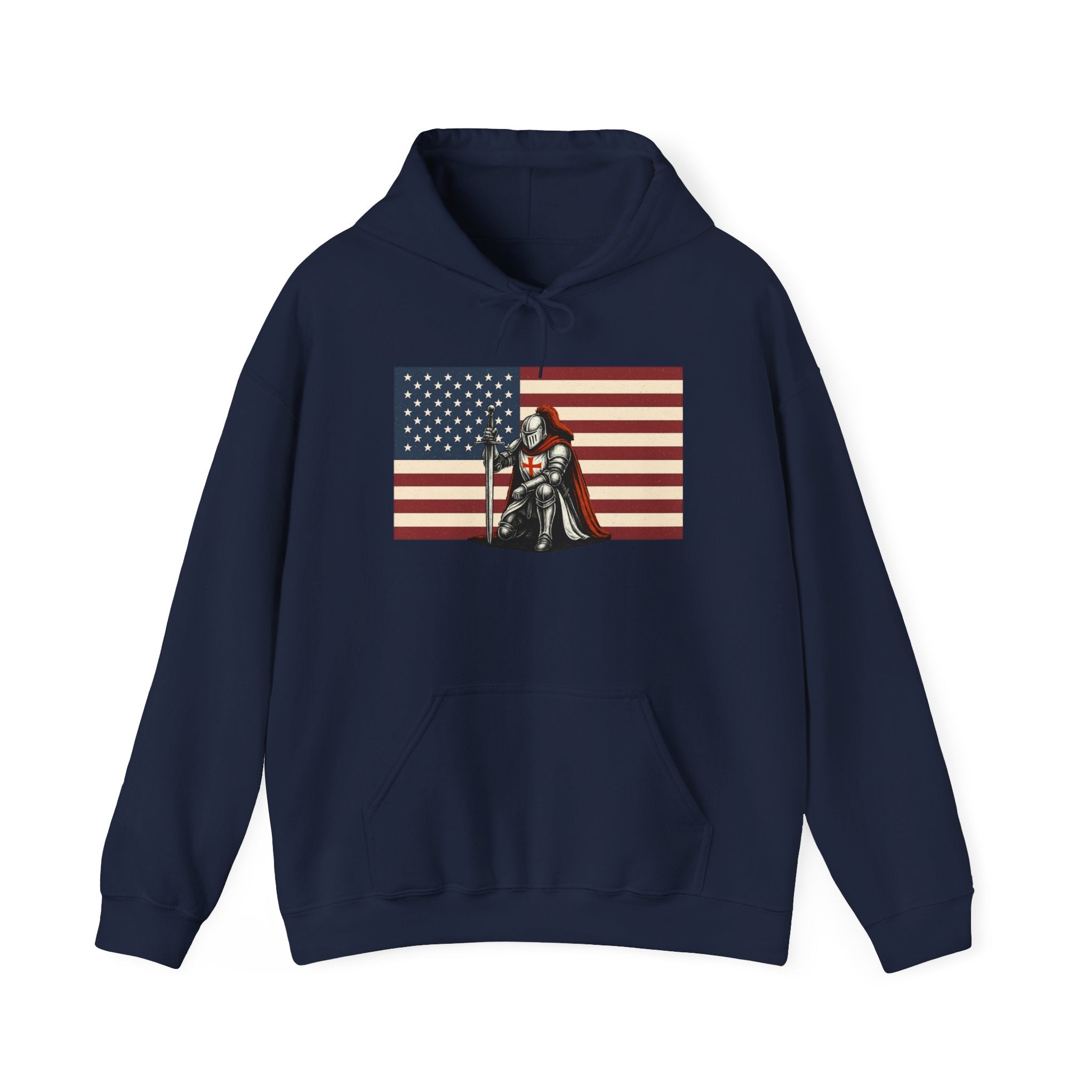 American Crusader Graphic Pull Over Hoodie Sweatshirt