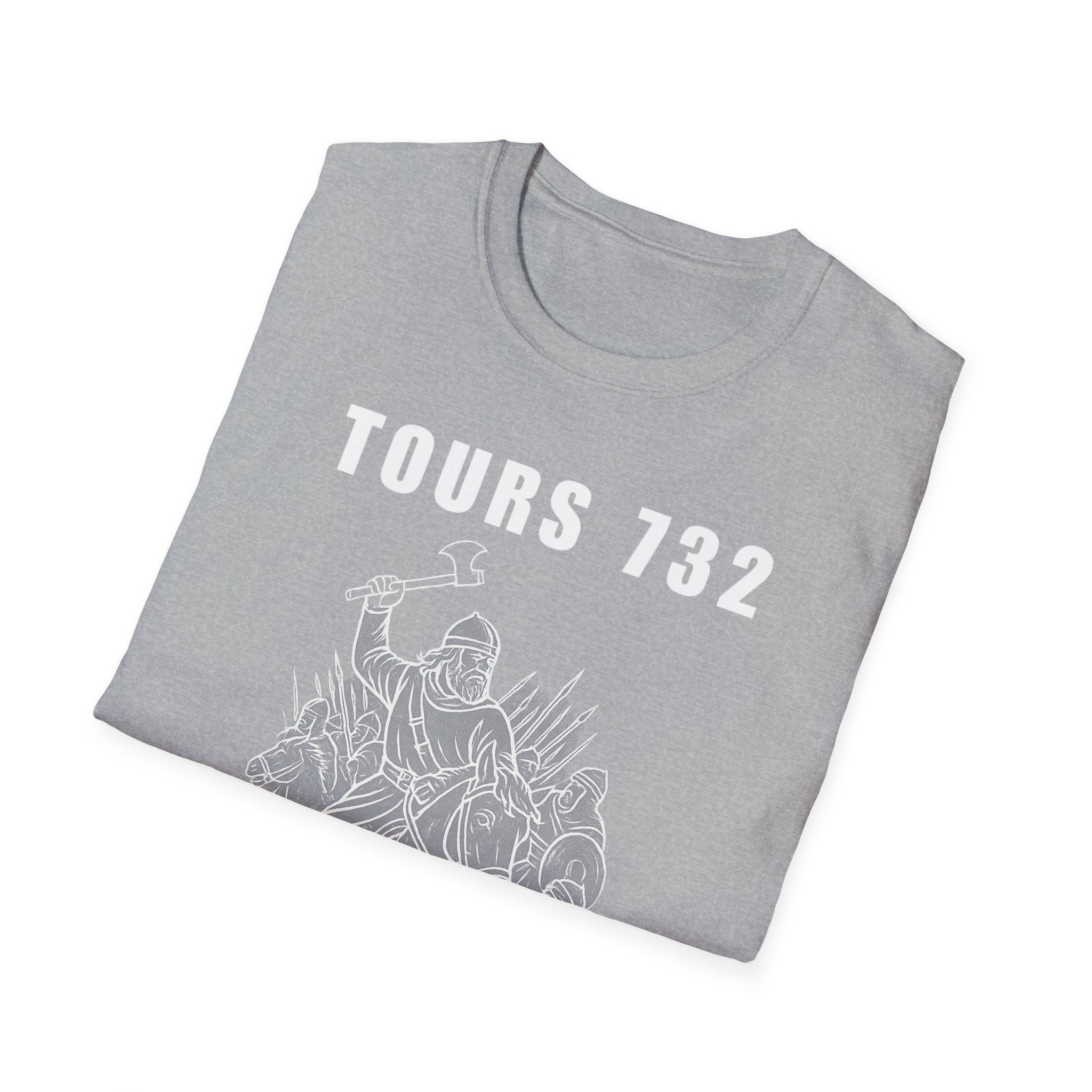 Tours 732 Charles "The Hammer" Martel "TOURS 732" Text Graphic Unisex Softstyle T-Shirt
