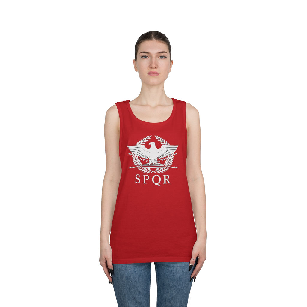 SPQR Roman Eagle White Design Heavy Cotton Tank Top