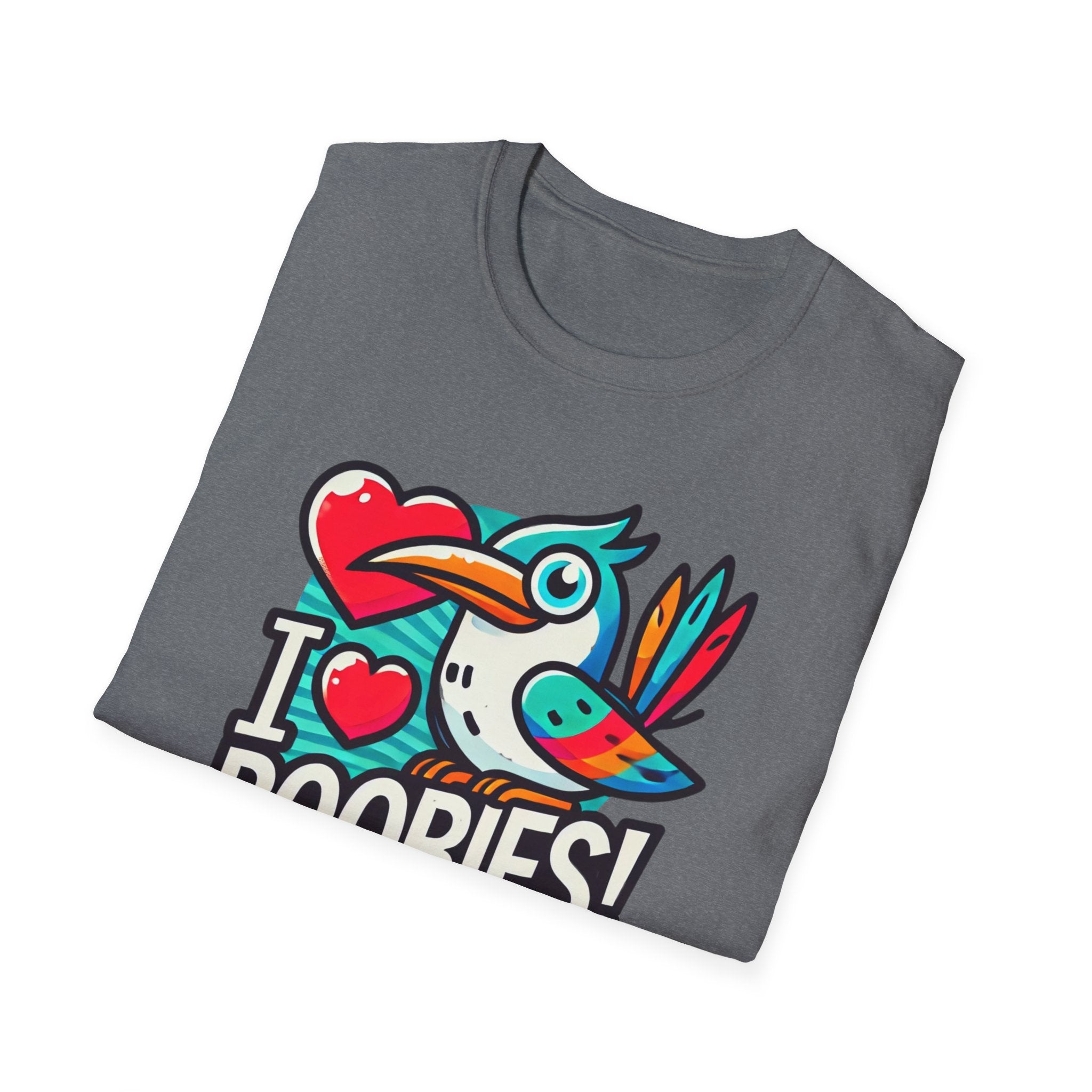Funny 'I Love Boobies!' Boobie Bird Softstyle Cotton T-Shirt