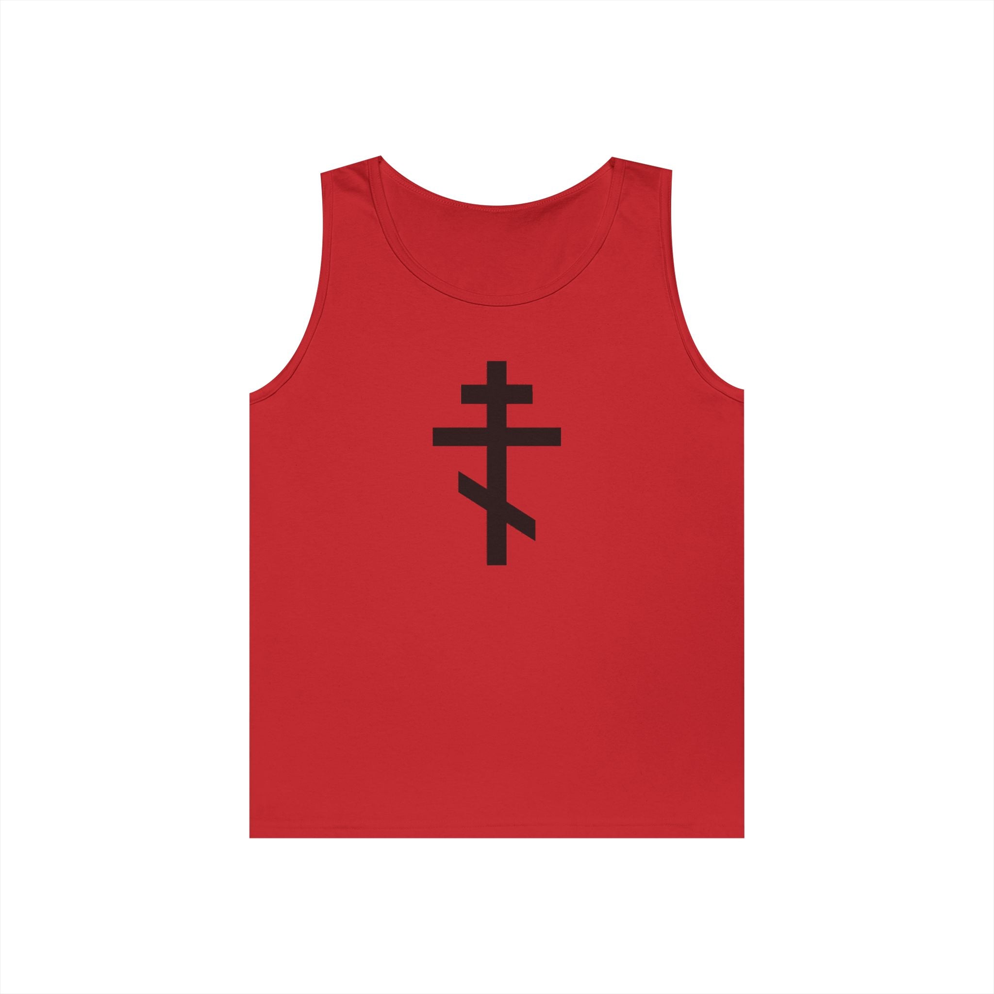 Crucifix Black Unisex Heavy Cotton Tank Top with Cross Design