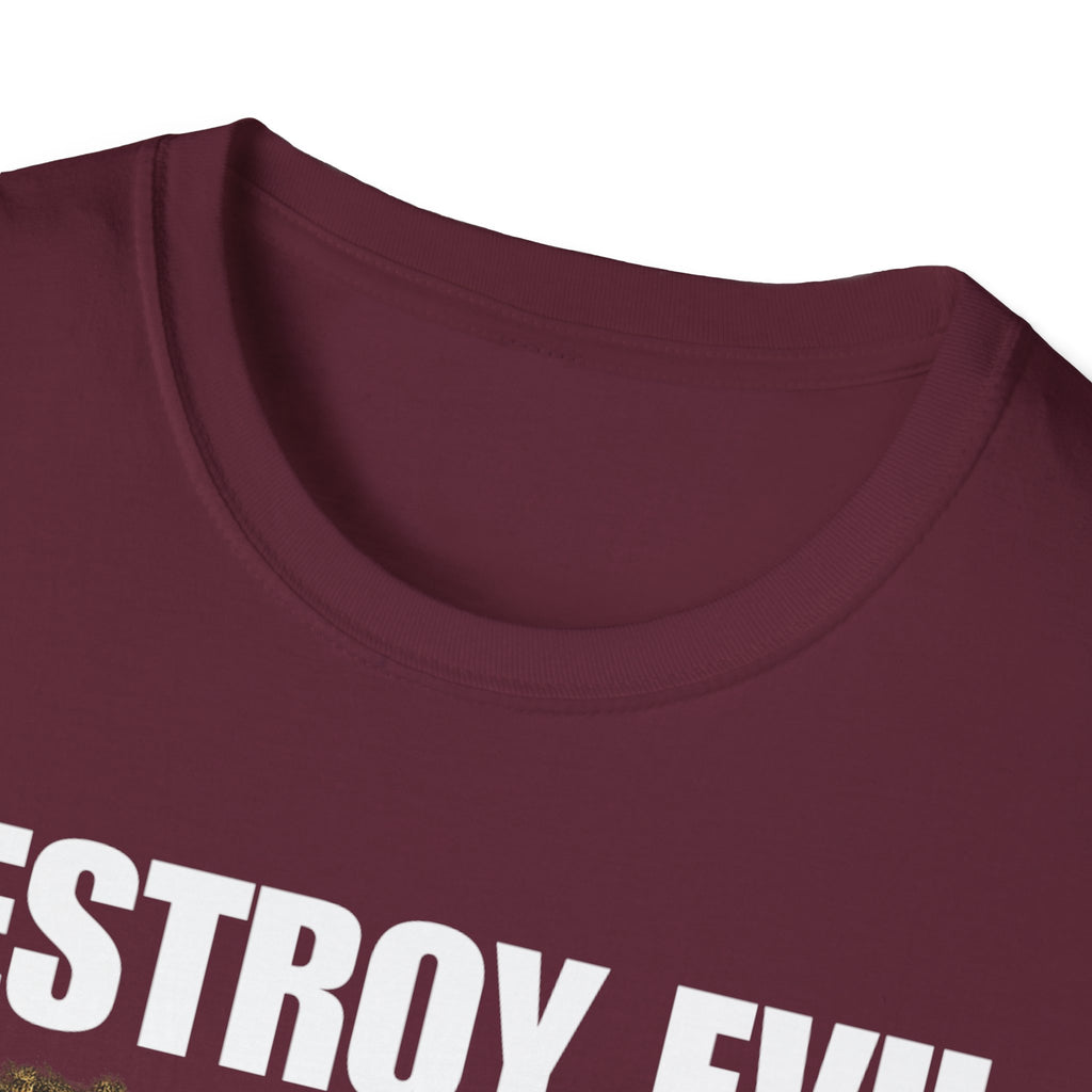 'Destroy Evil' Crusader Defeating the Great Red Dragon Design Graphic Softstyle T-Shirt