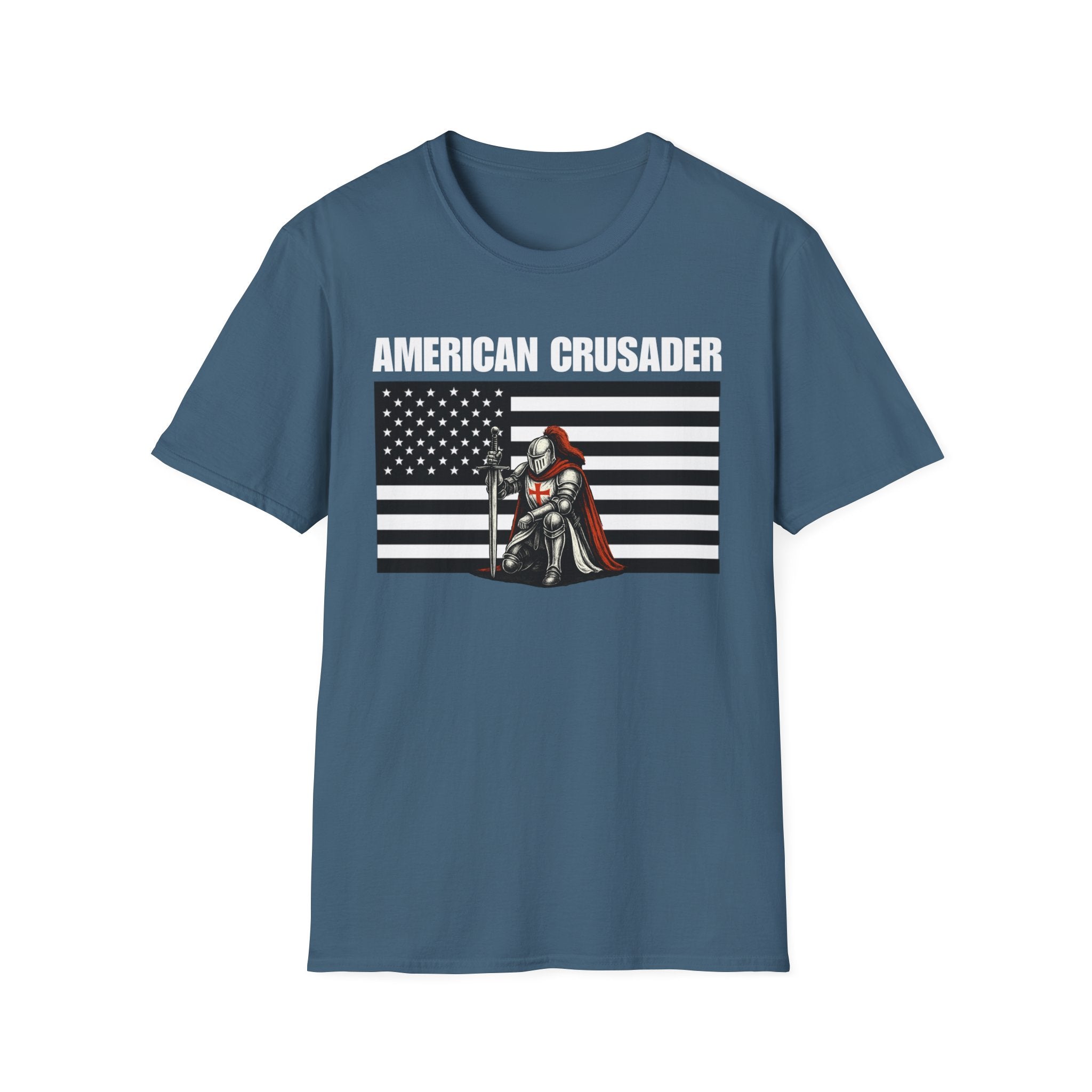 American Crusader Black and White Alt Design Softstyle Cotton Shirt T-Shirt