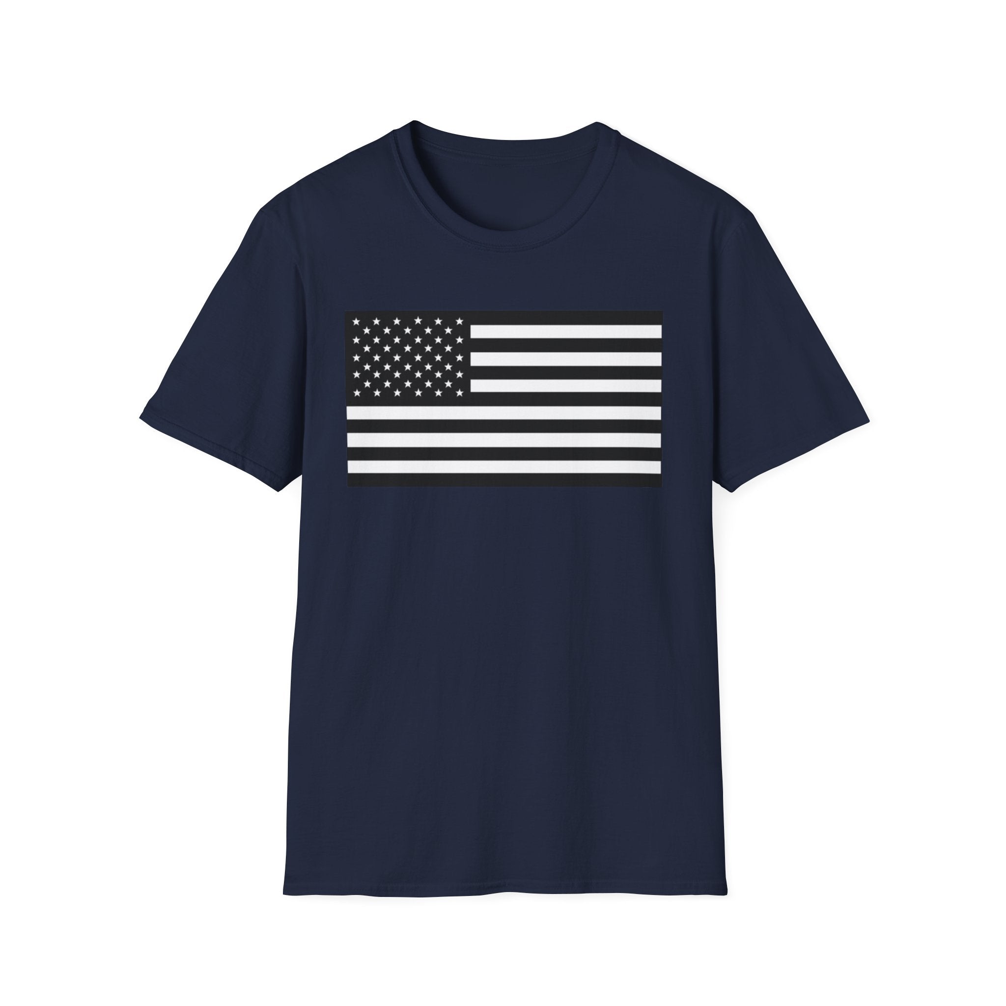 Black and White American Flag Softstyle Cotton Shirt T-Shirt