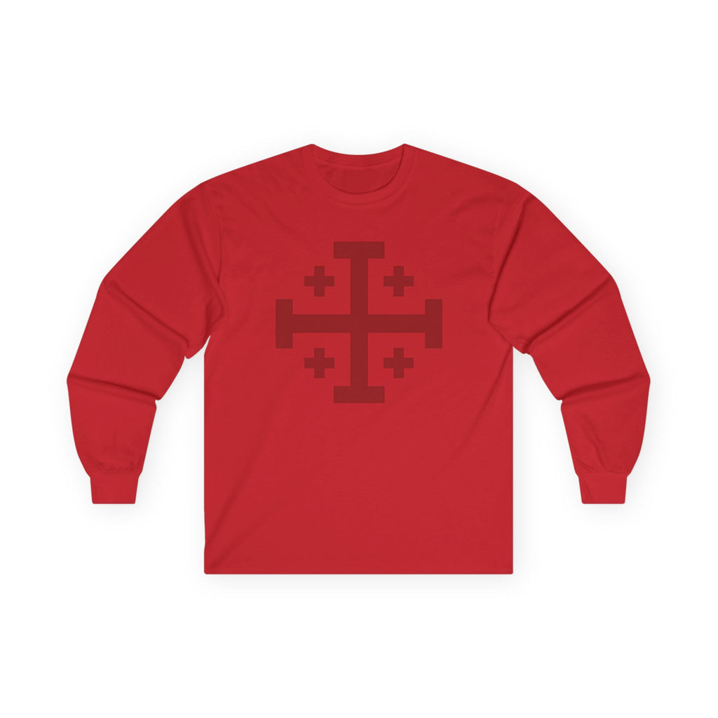 Cross of Jerusalem Red Design Stylish Long Sleeve Tee