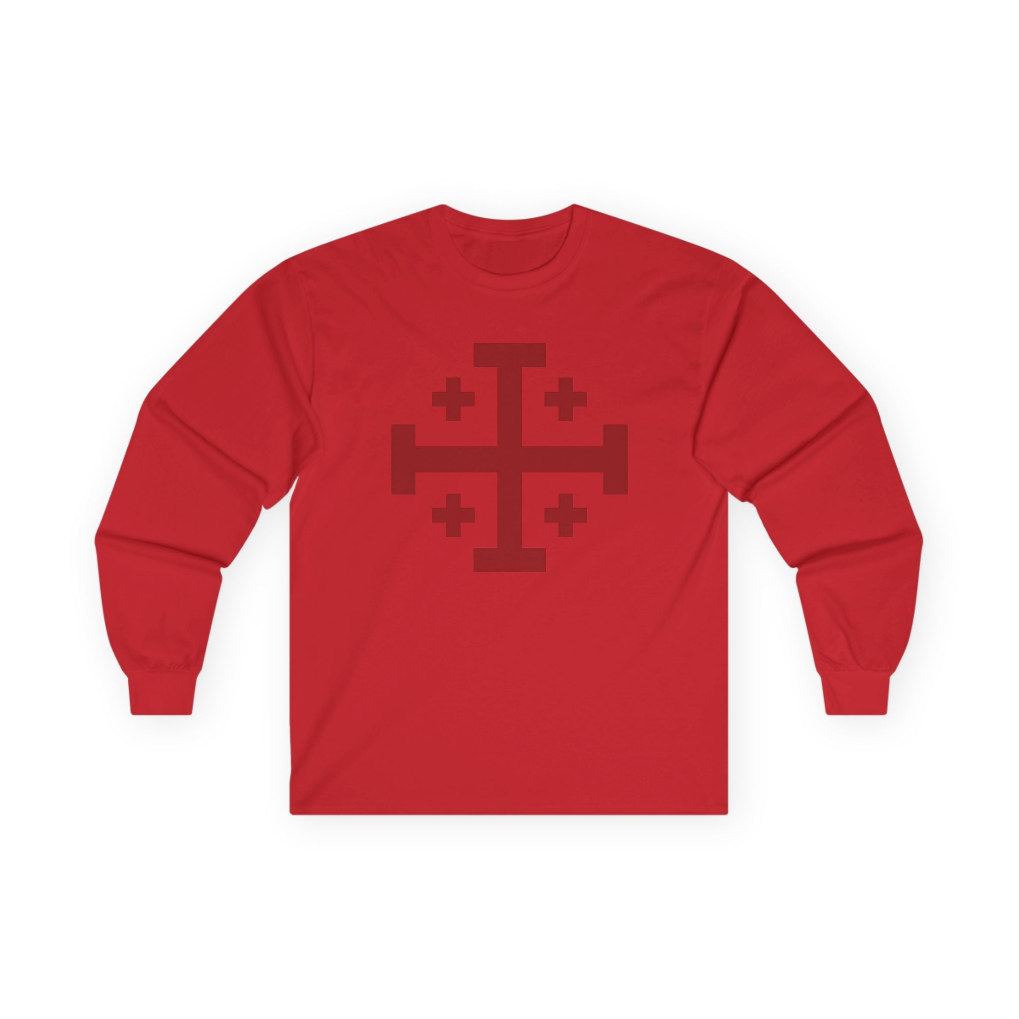 Cross of Jerusalem Red Design Stylish Long Sleeve Tee