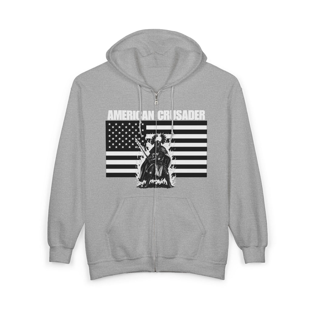 American Crusader Black and White Aura Full Zip Up Hoodie Sweatshirt
