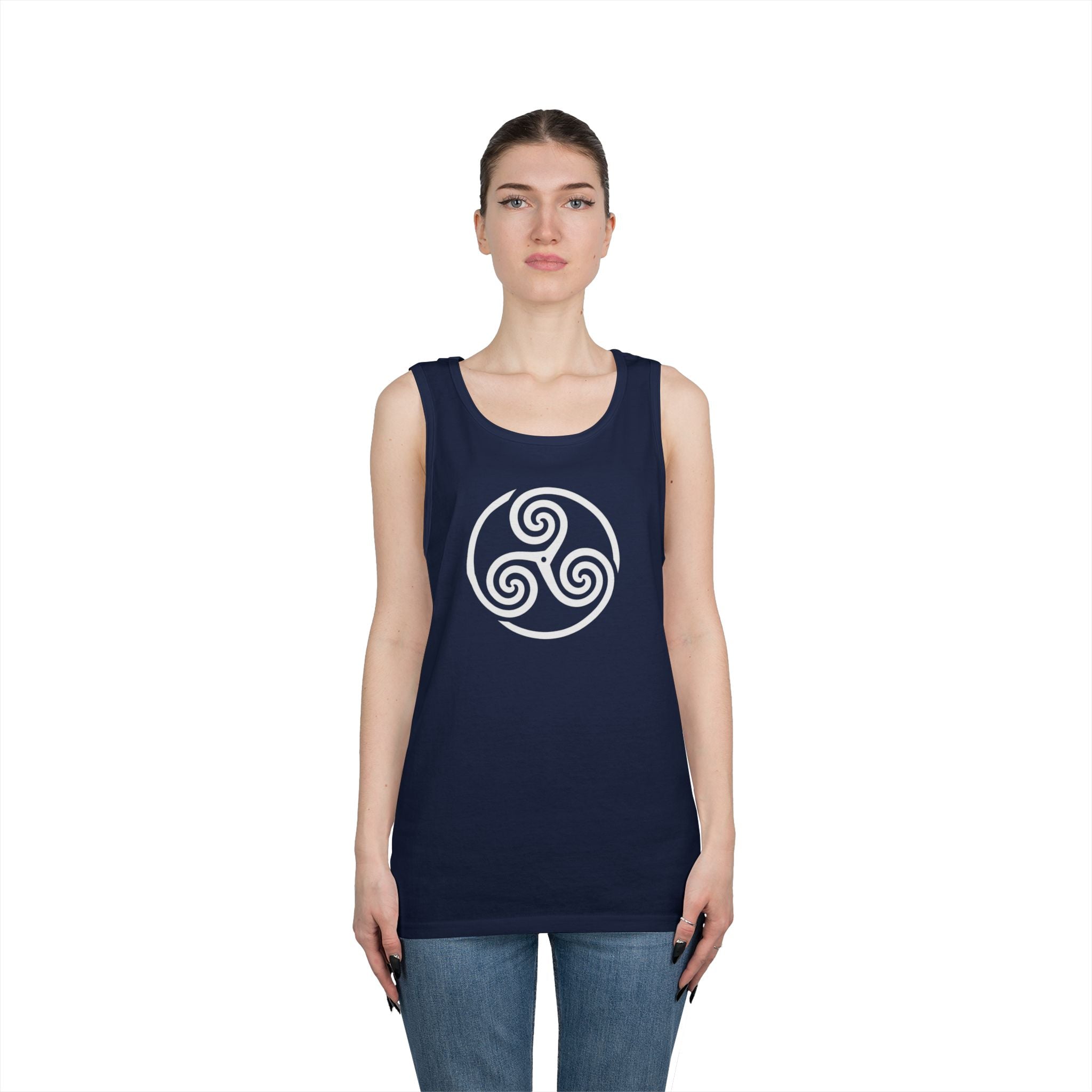 Celtic Spiral Triskele Symbol Alt Design White Unisex Tank Top