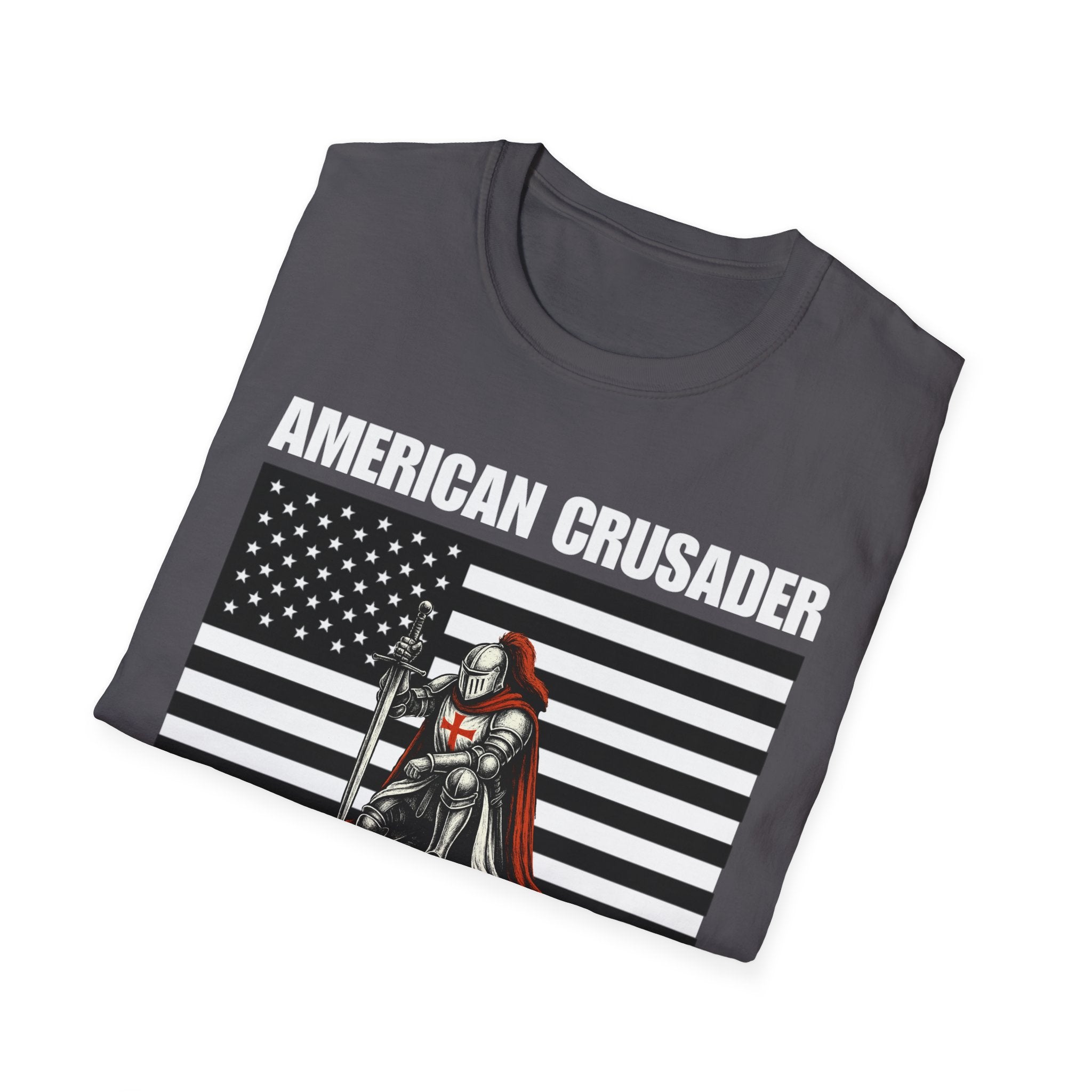 American Crusader Black and White Alt Design Softstyle Cotton Shirt T-Shirt