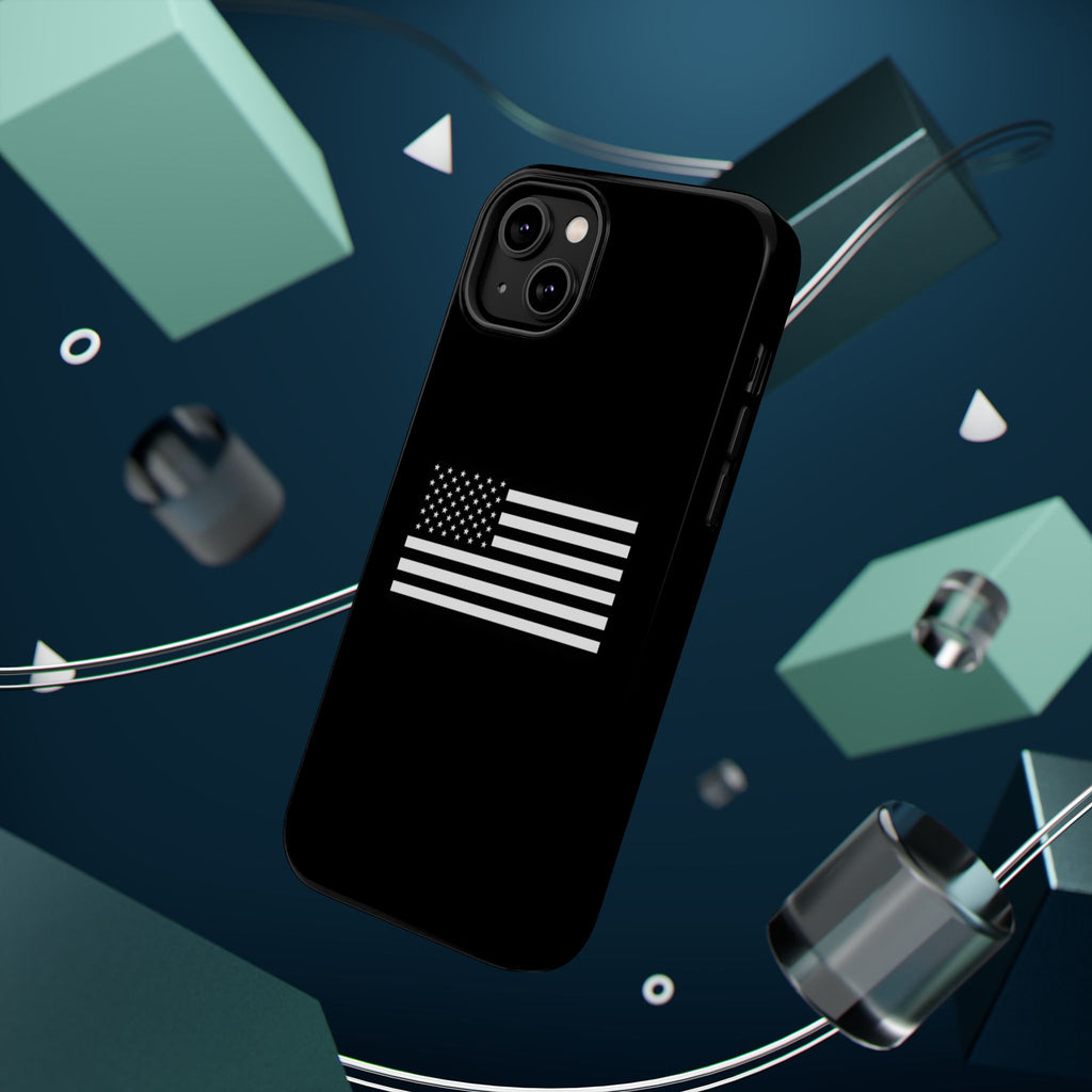 Black and White American Flag Magnetic Impact-Resistant Cases