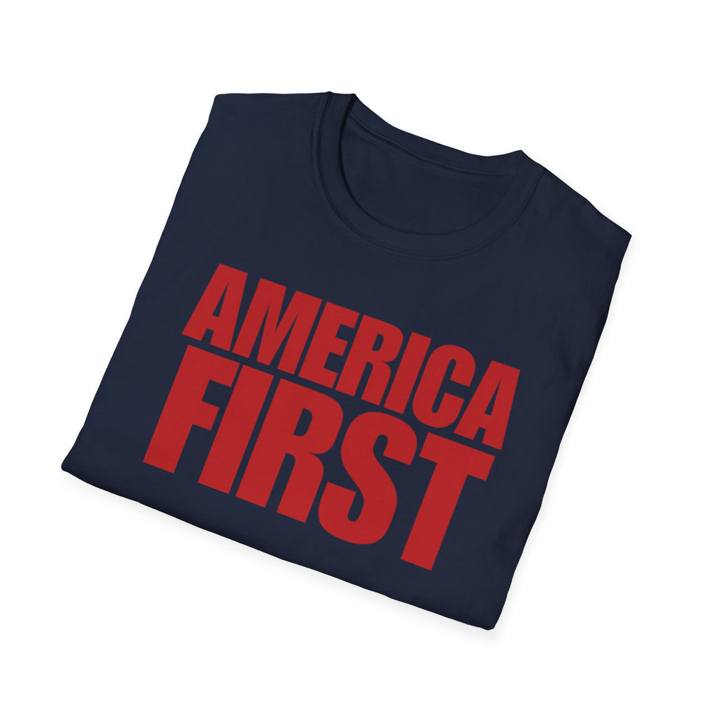 America First Red Design Softstyle Cotton Shirt T-Shirt