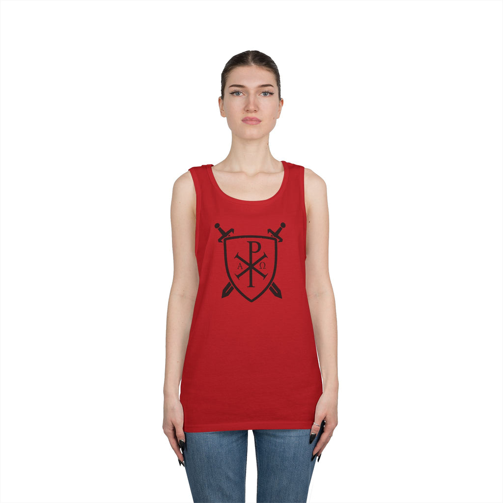 Sword and Shield Pi Chi Rho Black Graphic Heavy Cotton Tank Top