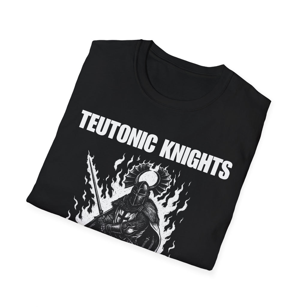 Teutonic Knights Front and Back White Teutonic Cross Graphic Softstyle Cotton Shirt T-Shirt