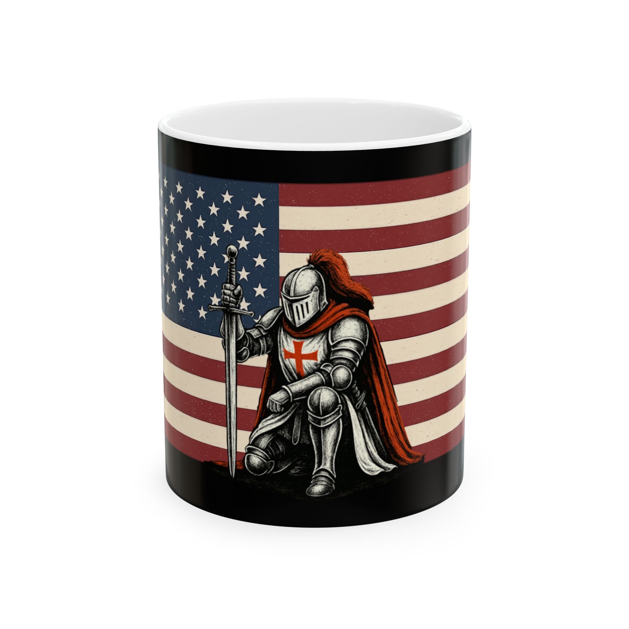Patriotic Crusader Knight American Crusader Ceramic Mug