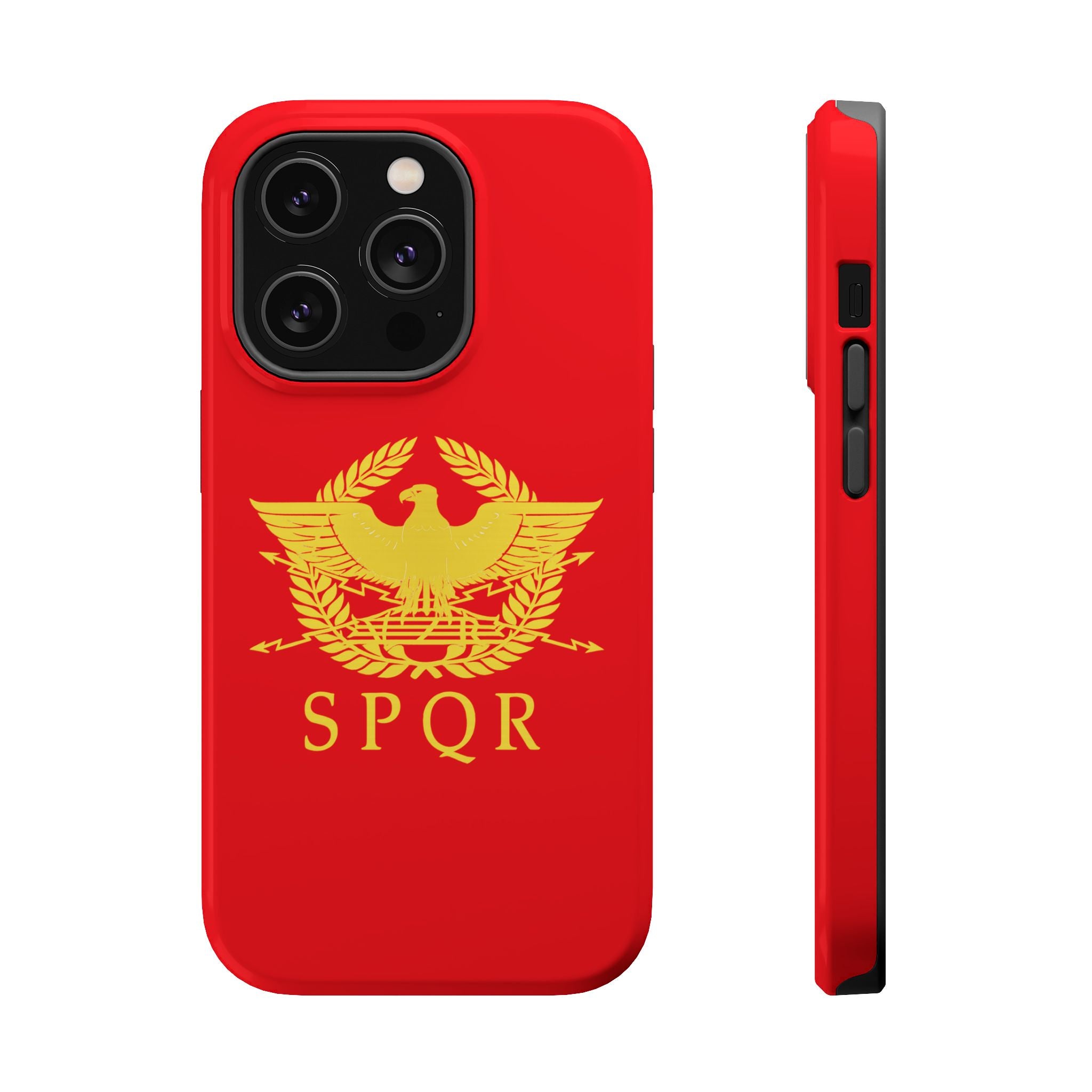 SPQR Gold Roman Eagle Symbol Red Magnetic Impact-Resistant Cases