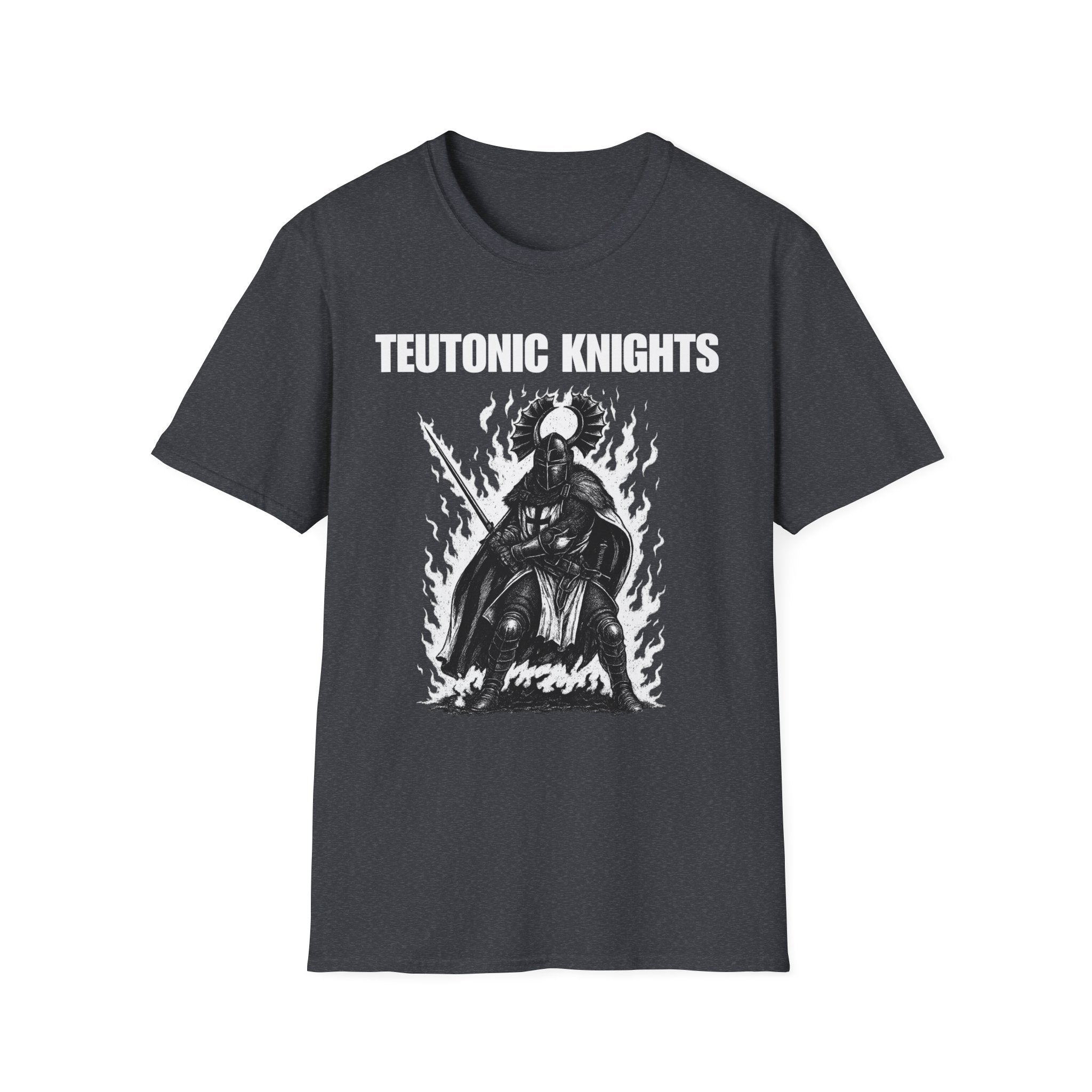 Teutonic Knights Front and Back White Teutonic Cross Graphic Softstyle Cotton Shirt T-Shirt
