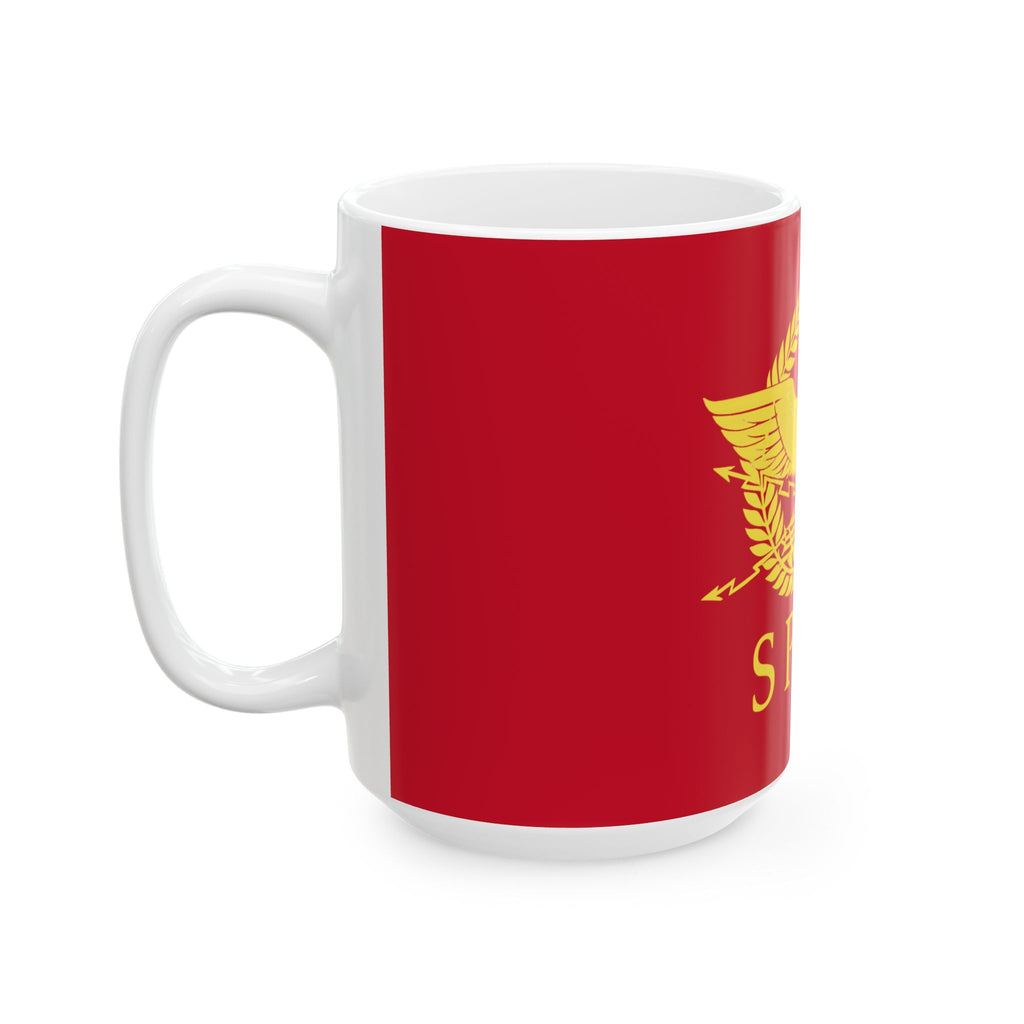 SPQR Gold Roman Eagle Design Red Ceramic Mug