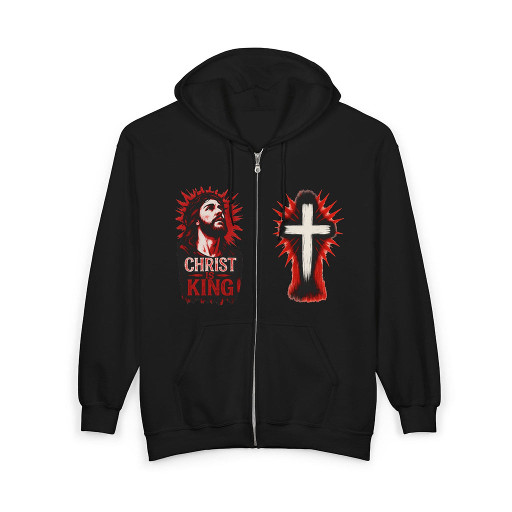 Christ is King Full Zip Hoodie, Crucifix Sweatshirt