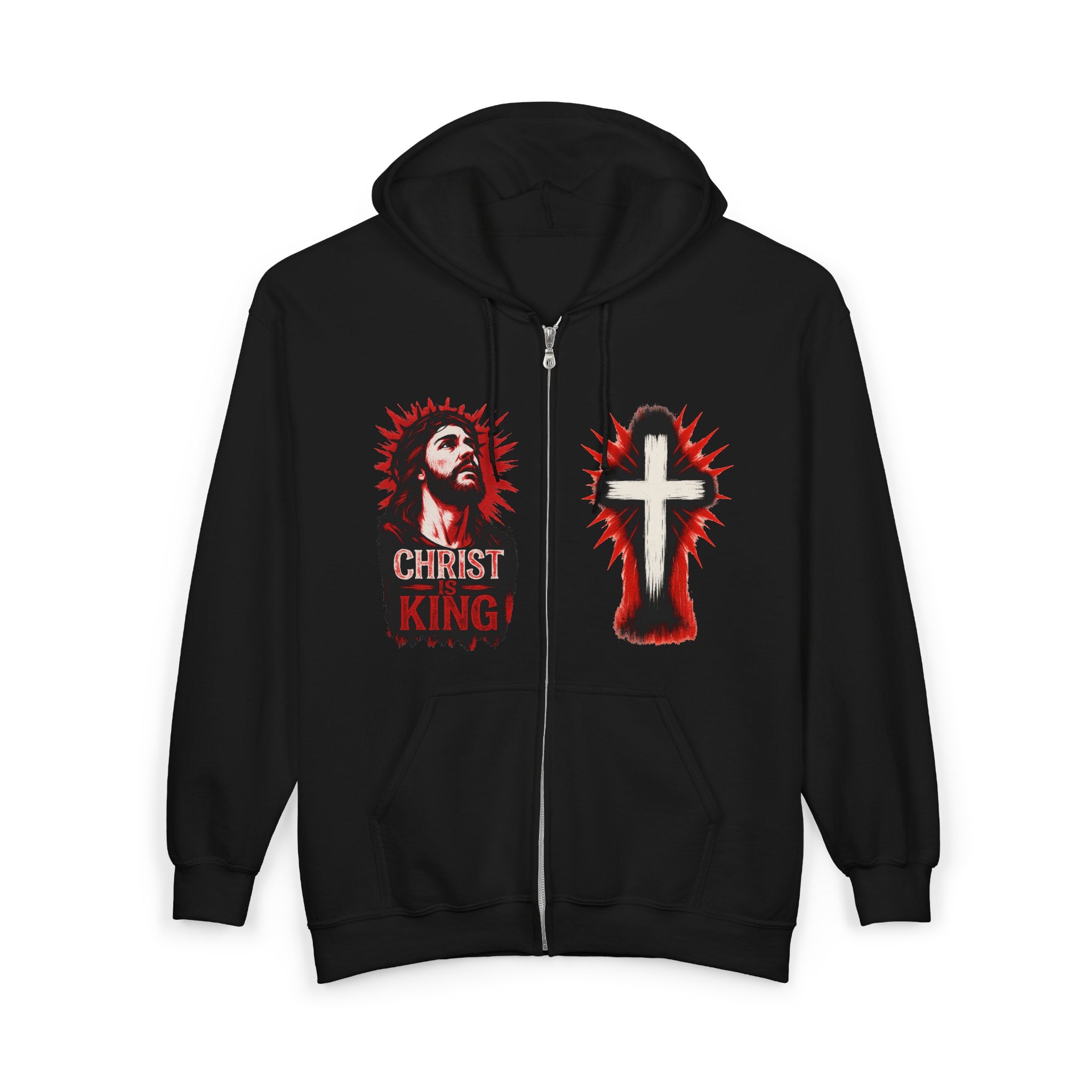 Christ is King Full Zip Hoodie, Crucifix Sweatshirt