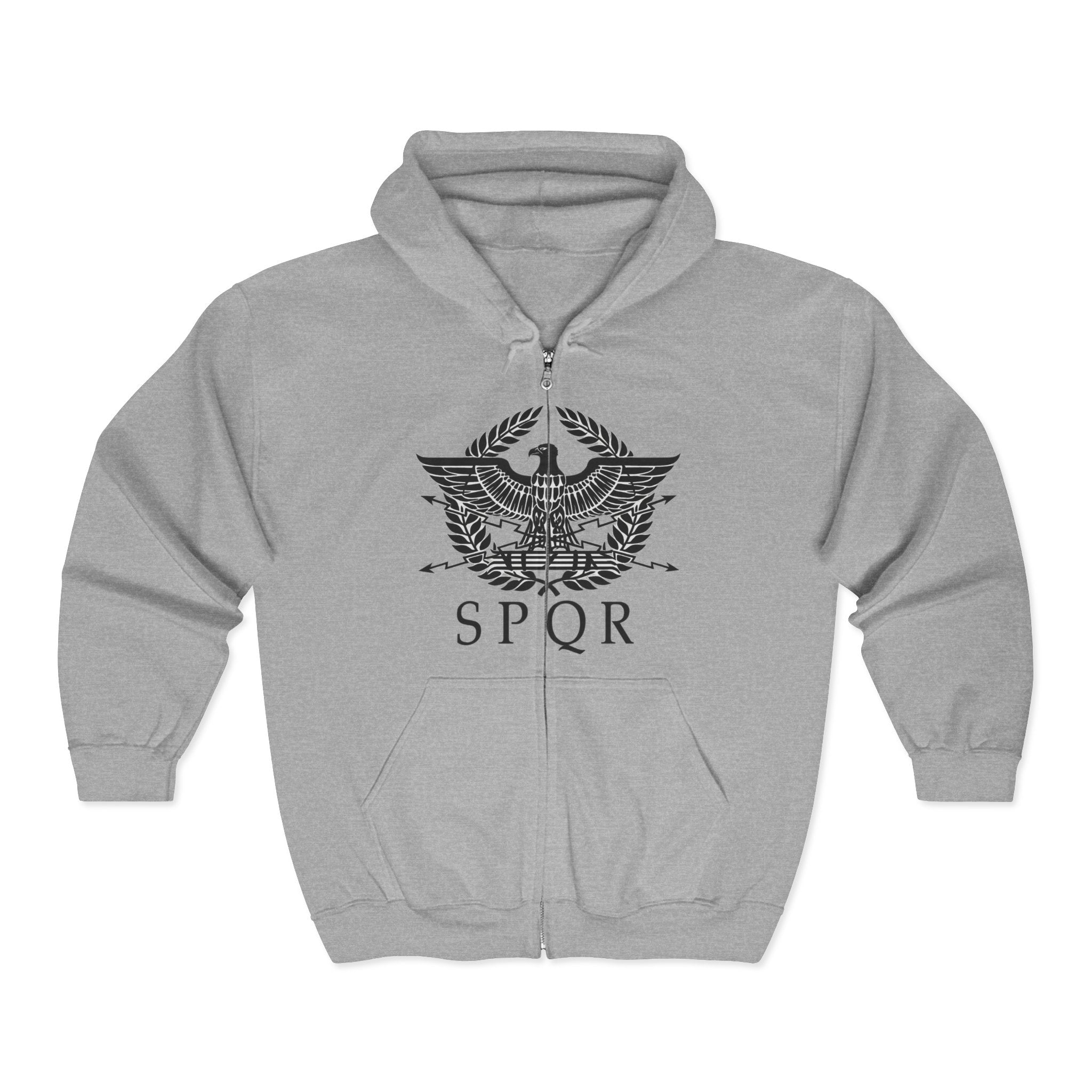Roman Eagle SPQR Black Design Zip Up Hoodie Sweatshirt